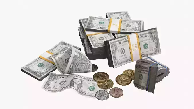 Money Loot - US dollars Low-poly 3D model
