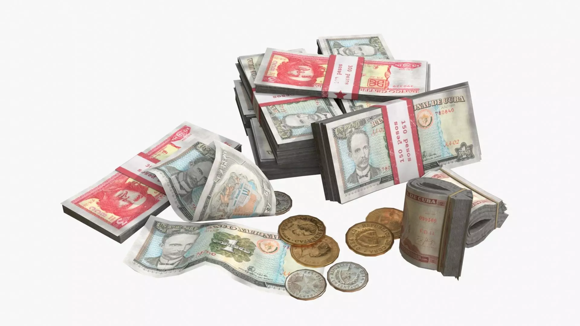 Money Loot - Cuban Pesos Low-poly 3D model_0