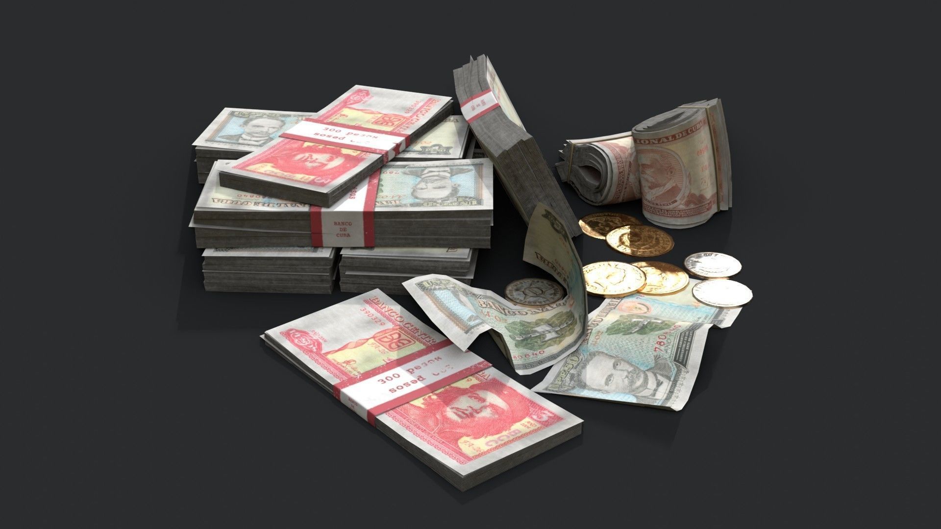 Money Loot - Cuban Pesos Low-poly 3D model_2