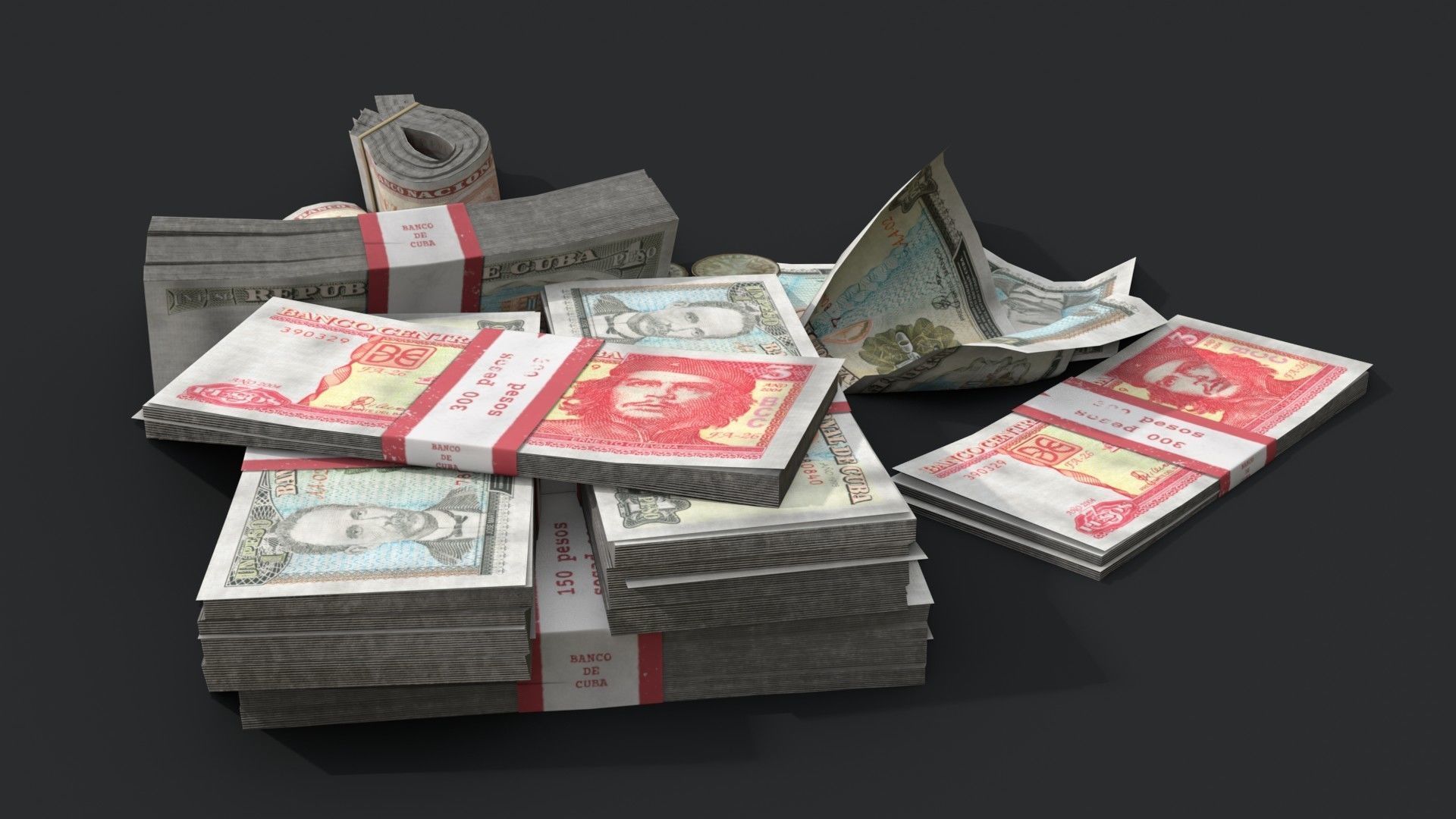 Money Loot - Cuban Pesos Low-poly 3D model_3