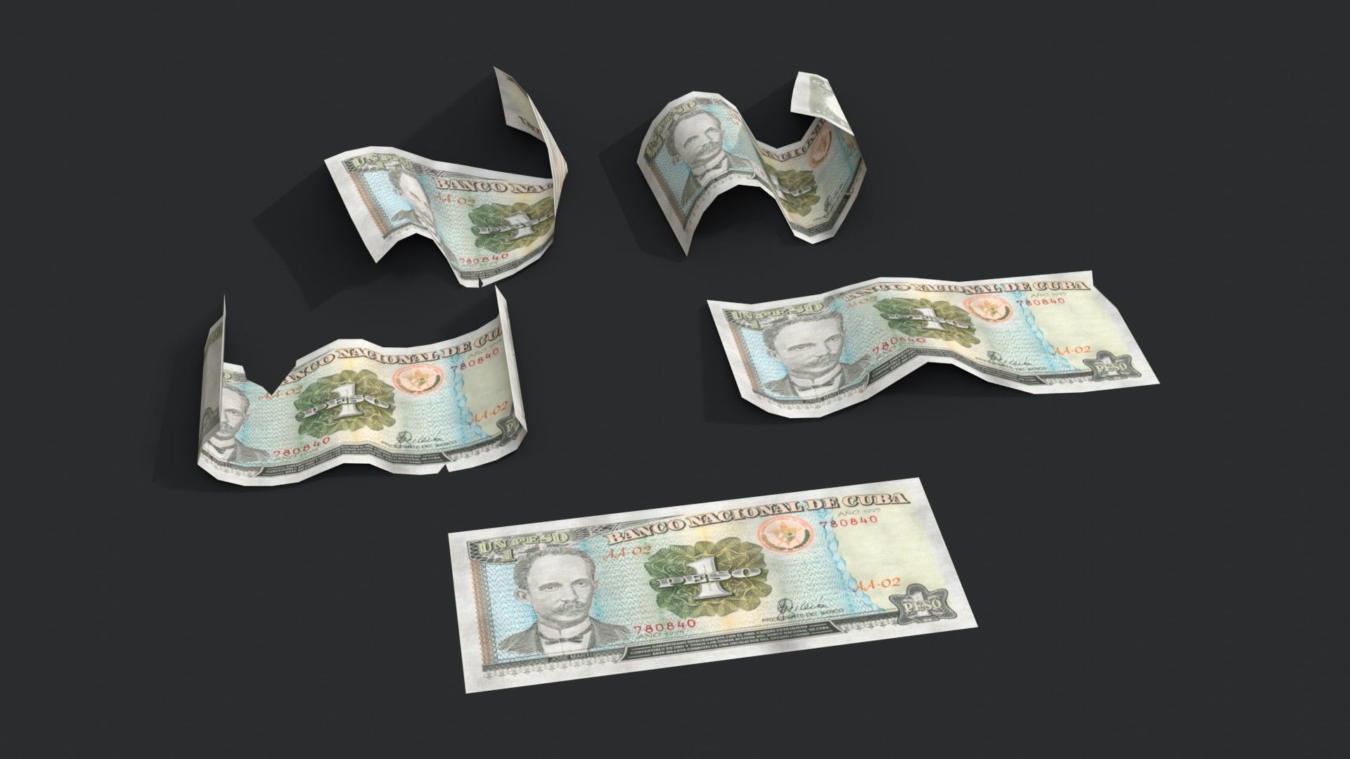 Money Loot - Cuban Pesos Low-poly 3D model_6