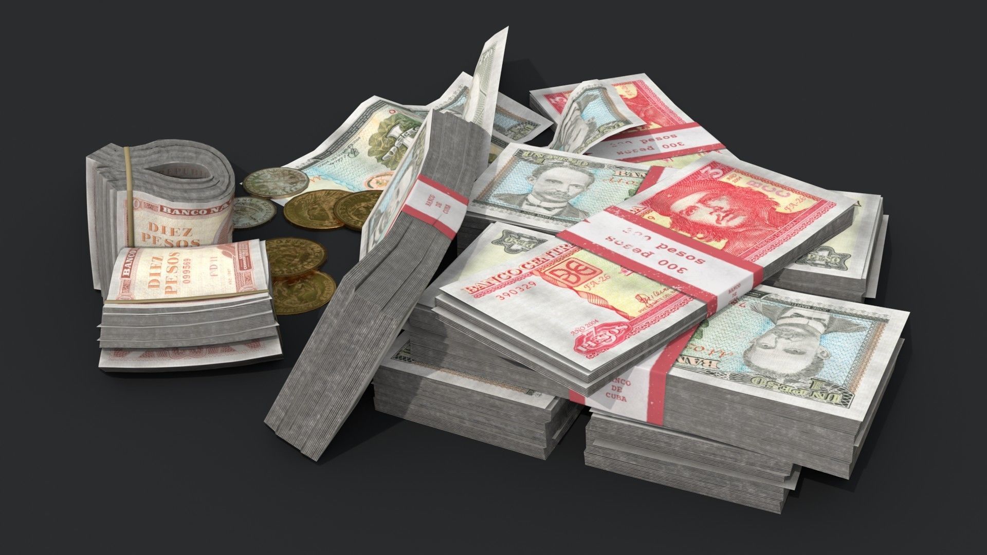 Money Loot - Cuban Pesos Low-poly 3D model_4