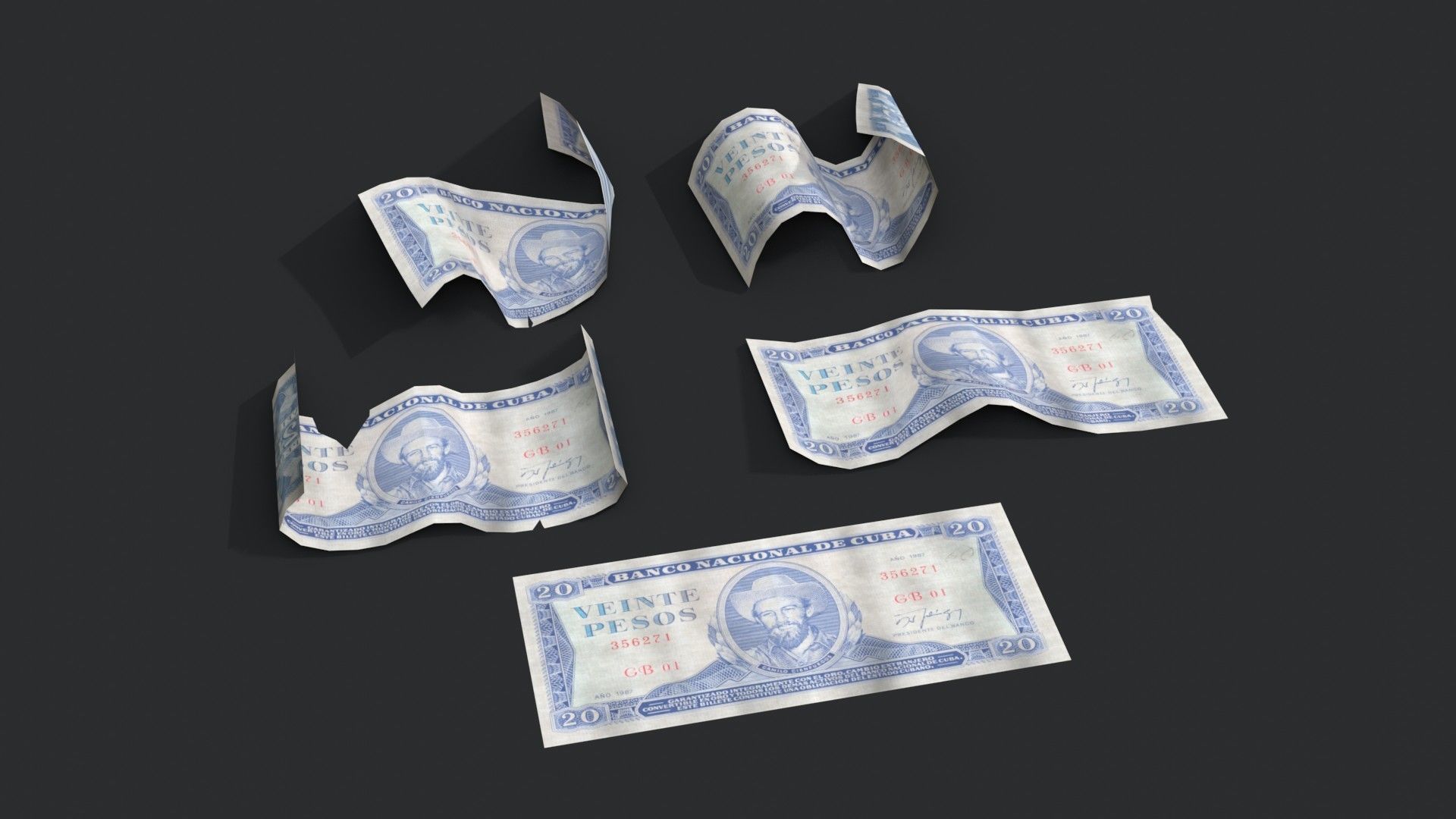 Money Loot - Cuban Pesos Low-poly 3D model_7