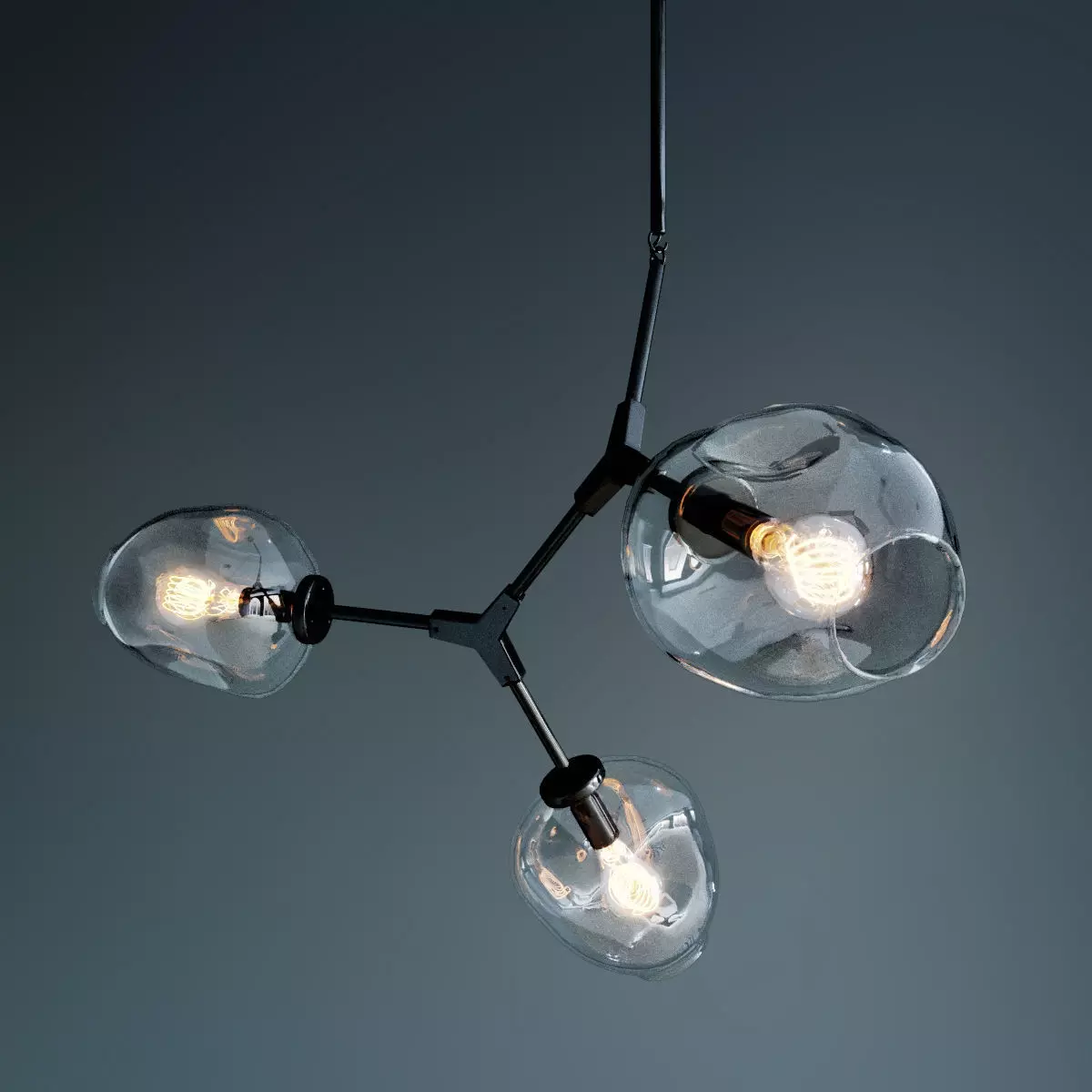Branching bubble chandelier chandelier black 3D model_0