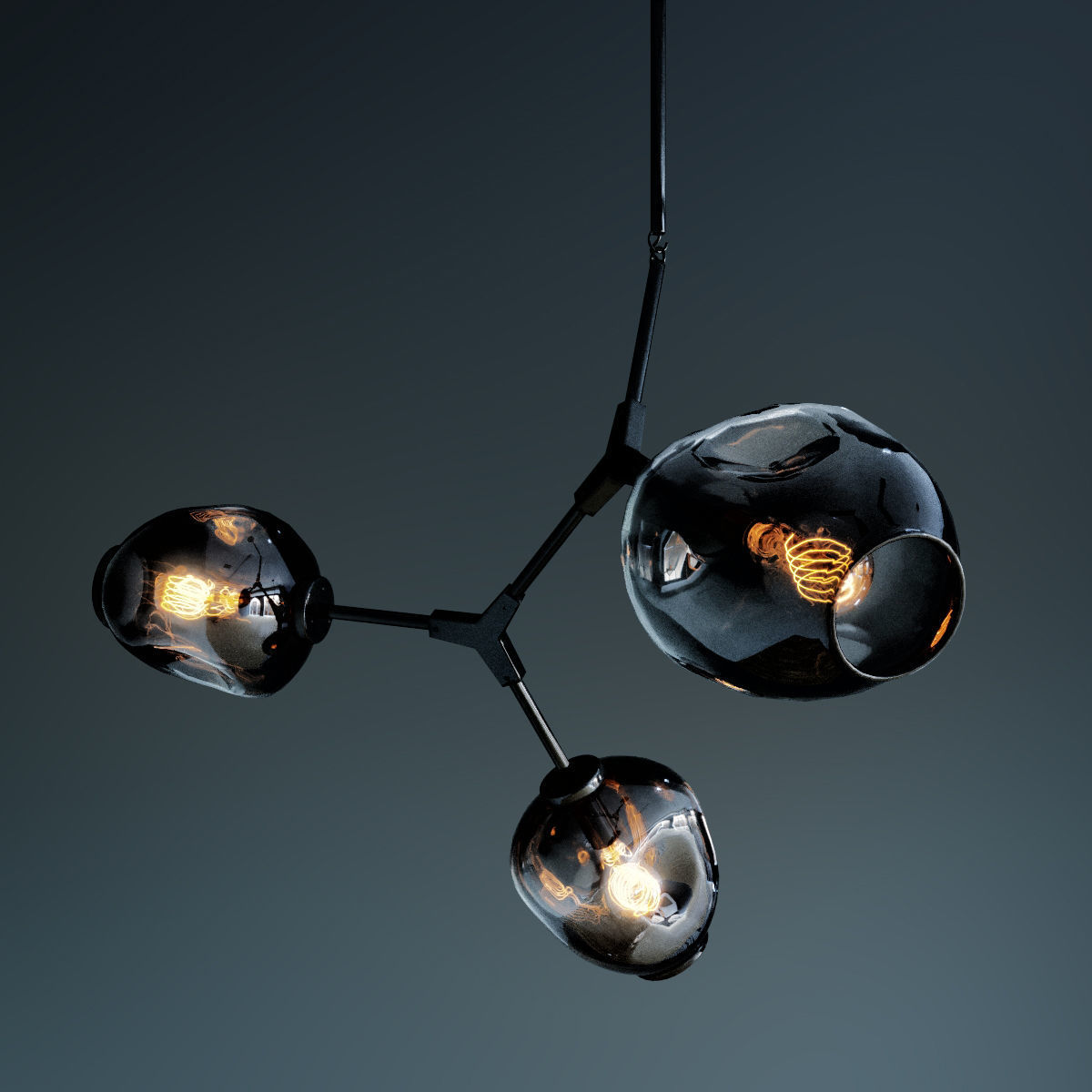 Branching bubble chandelier chandelier black 3D model_1