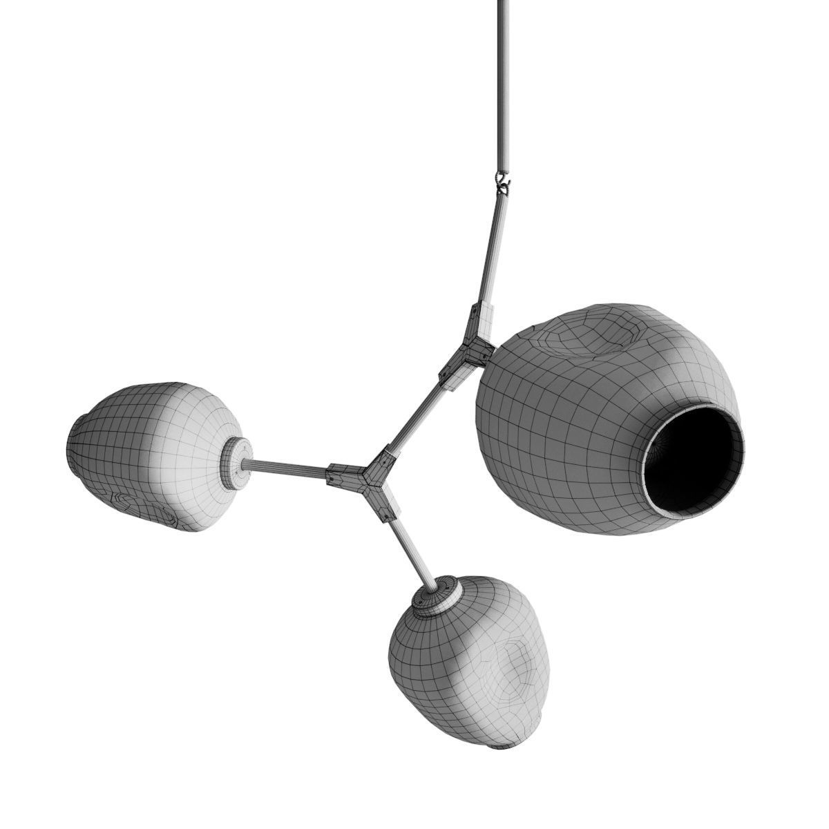 Branching bubble chandelier chandelier chrome 3D model_3