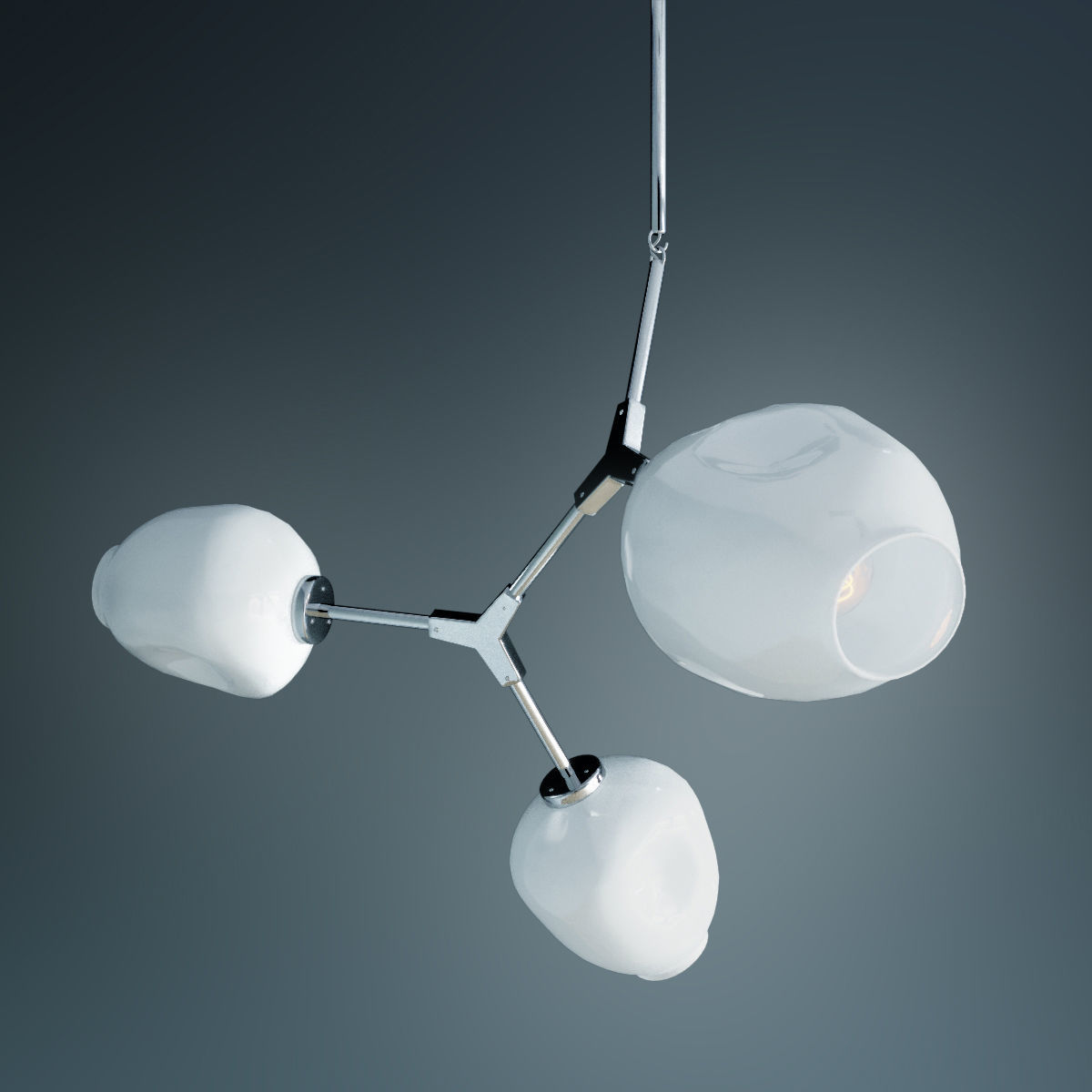 Branching bubble chandelier chandelier chrome 3D model_2