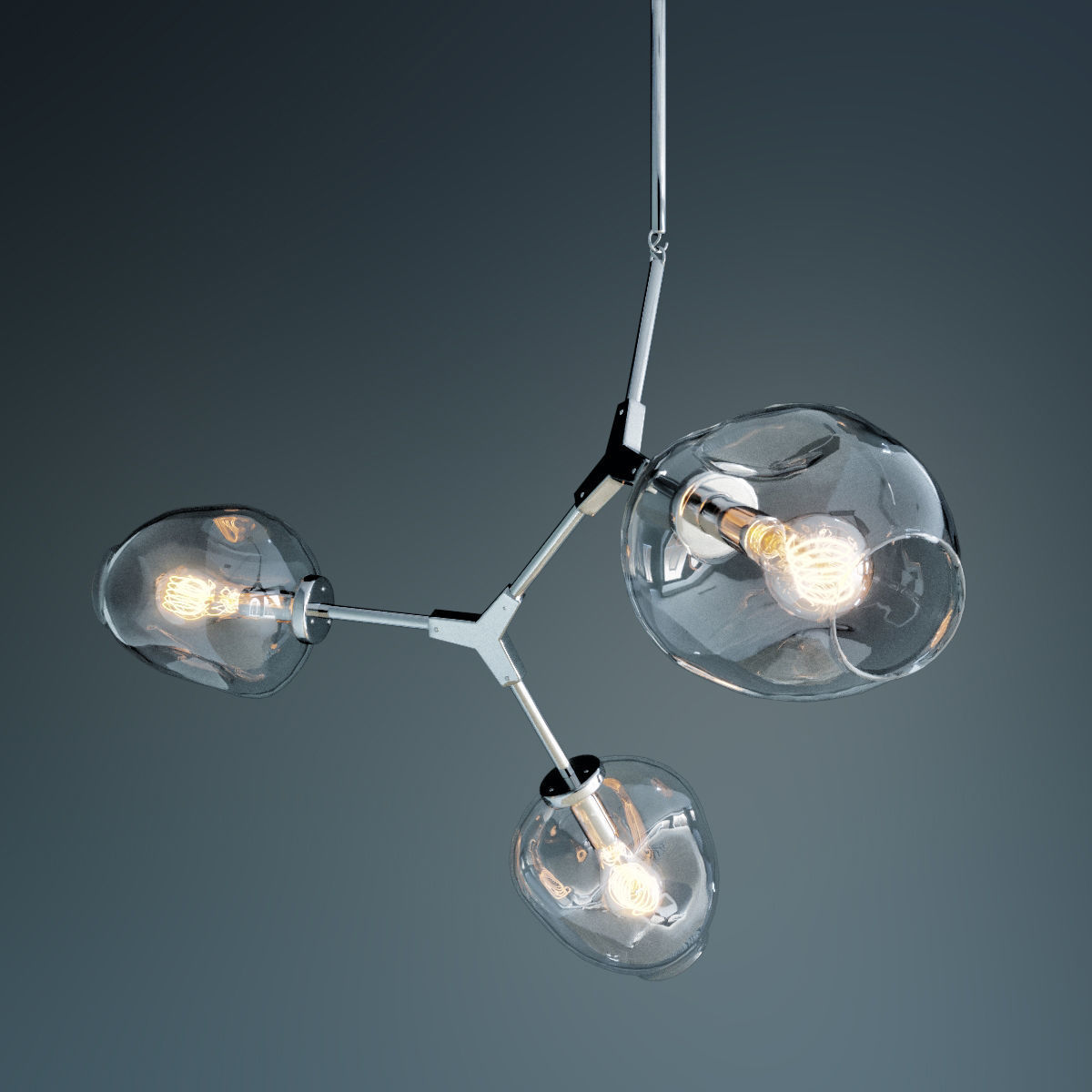 Branching bubble chandelier chandelier chrome 3D model_1