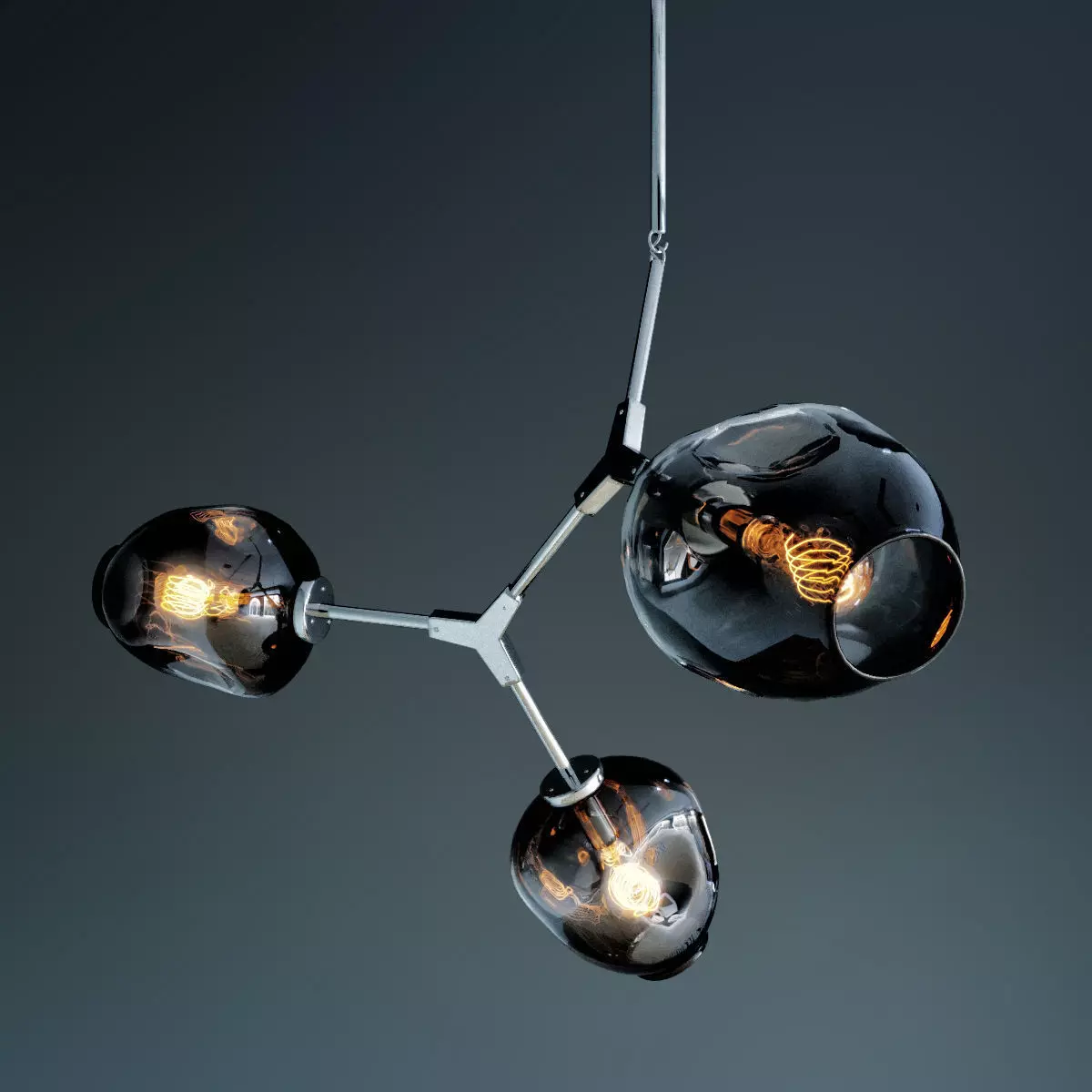 Branching bubble chandelier chandelier chrome 3D model_0