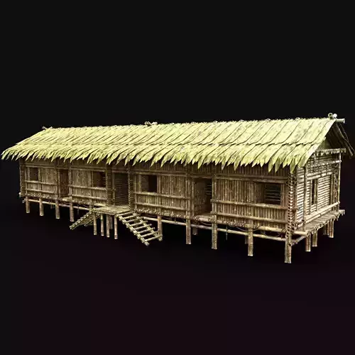 BAMBOO HUT JUNGLE IMPROVISED SURVIVAL CASTAWAY HOUSE SHELTER AAA Low-poly 3D model