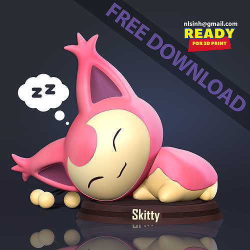 Skitty - Pokemon Fanart Free 3D print model