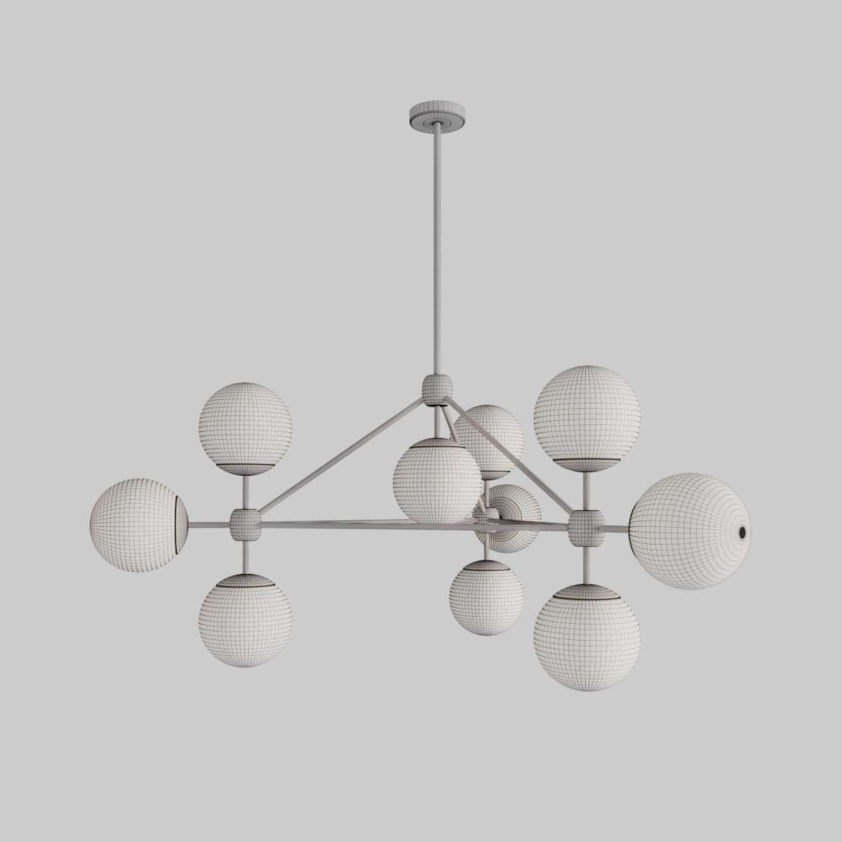 Modo chandelier black and white glass 10 globes designed 3D model_1