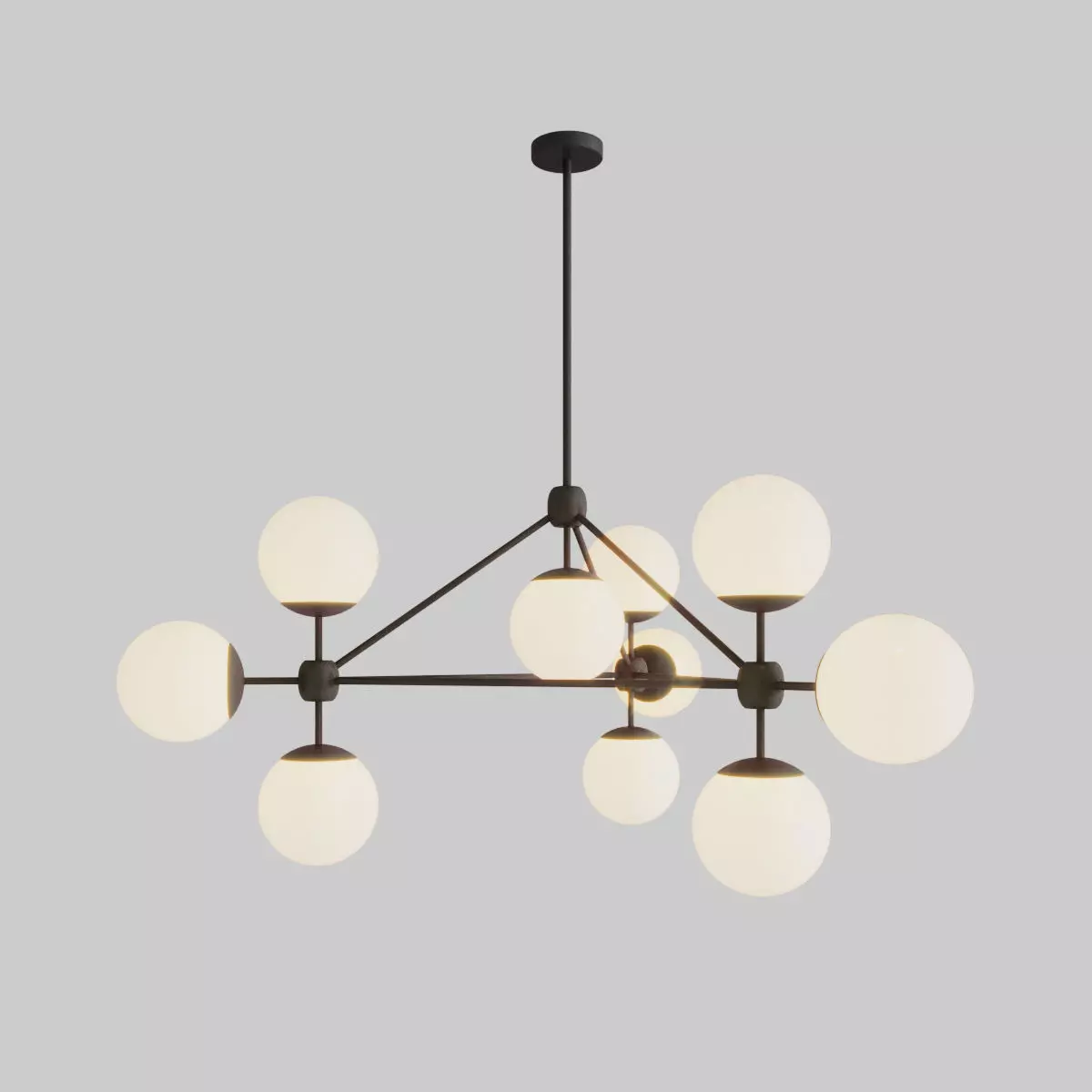 Modo chandelier black and white glass 10 globes designed 3D model_0