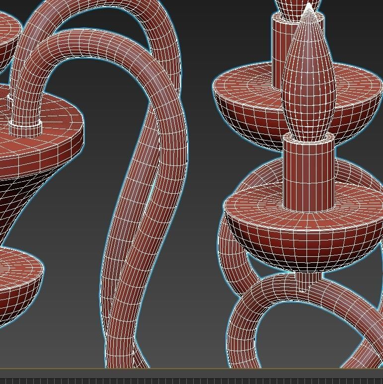 odeon-light-zefiro-3932-6 chandelier with four lights 3D model_4