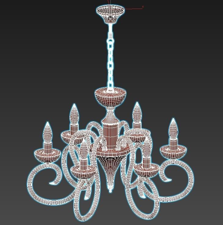 odeon-light-zefiro-3932-6 chandelier with four lights 3D model_2