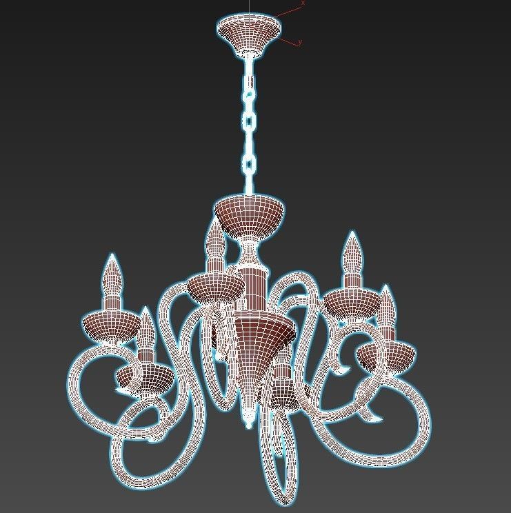 odeon-light-zefiro-3932-6 chandelier with four lights 3D model_3