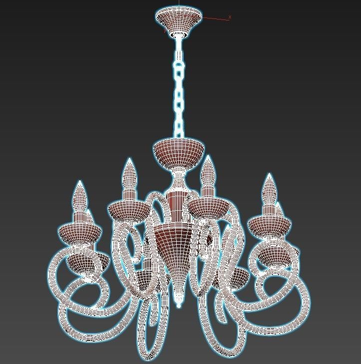 odeon-light-zefiro-3932-8 chandelier with four lights 3D model_3