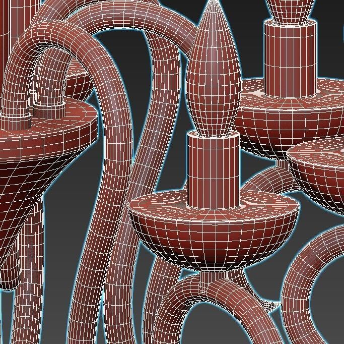 odeon-light-zefiro-3932-8 chandelier with four lights 3D model_4