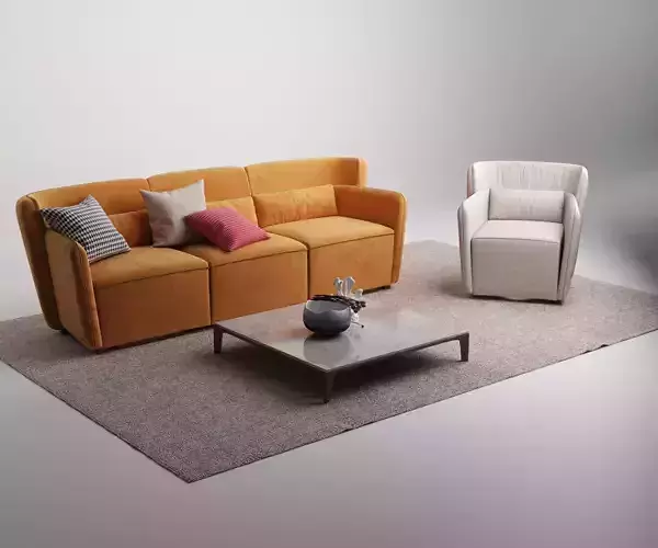 Tulip sofa to GAMMA and Aton table to GIORGETTI