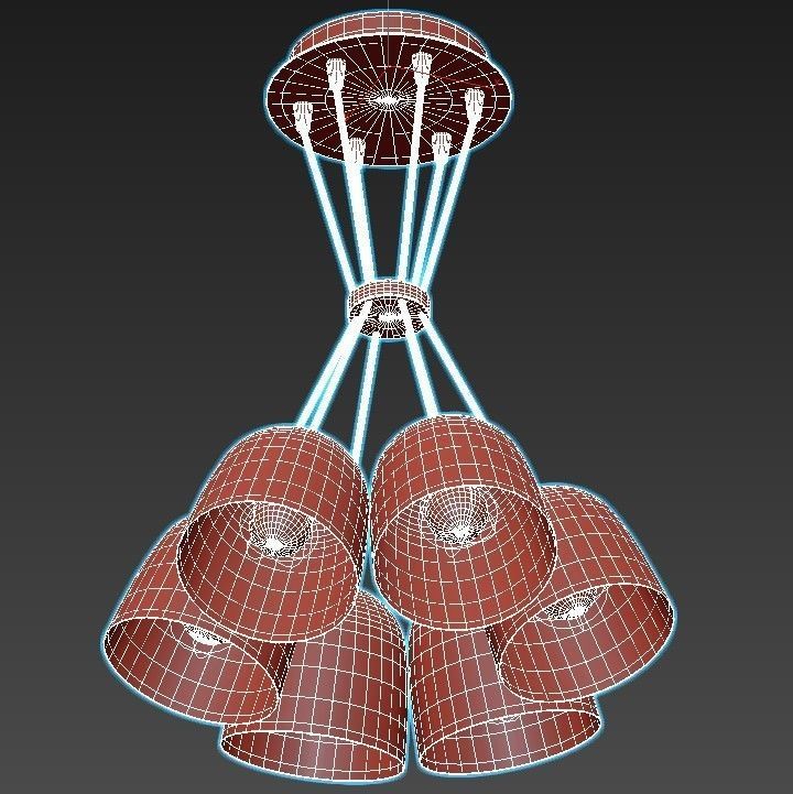 Lumion-Joseph-4 three light chandelier with clear glass shades 3D model_2