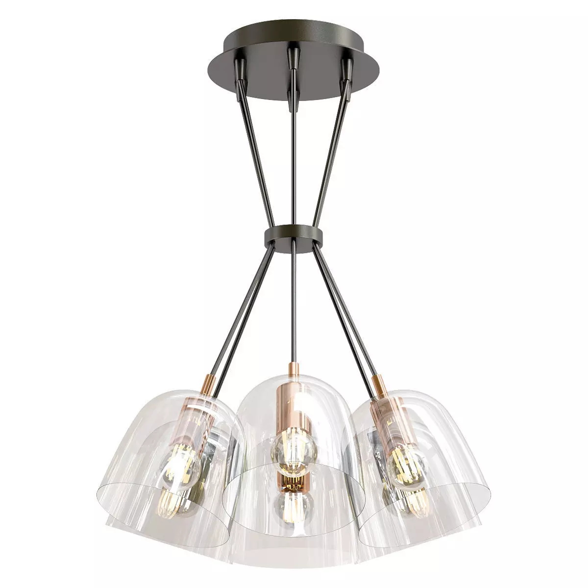 Lumion-Joseph-4 three light chandelier with clear glass shades 3D model_0