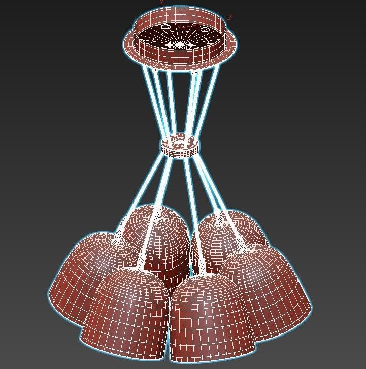 Lumion-Joseph-4 three light chandelier with clear glass shades 3D model_3