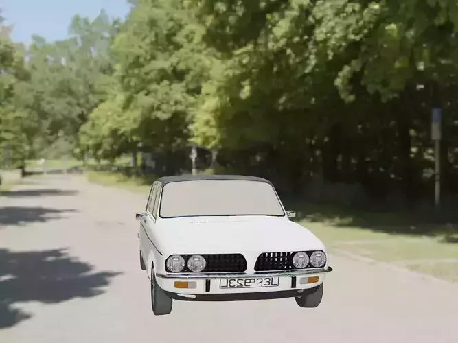 Low poly car 3D model classic in park