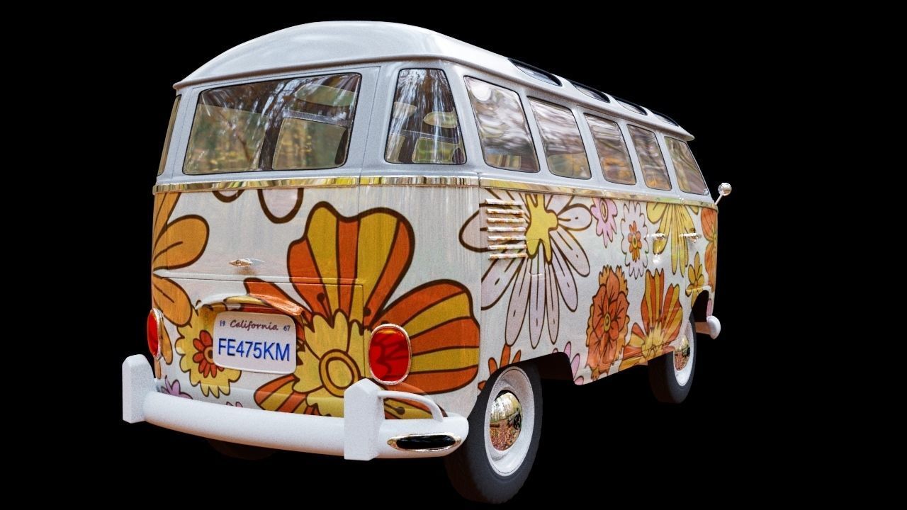 Hippie Volkswagen Van  3D model_1