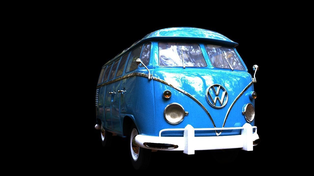 Hippie Volkswagen Van  3D model_2