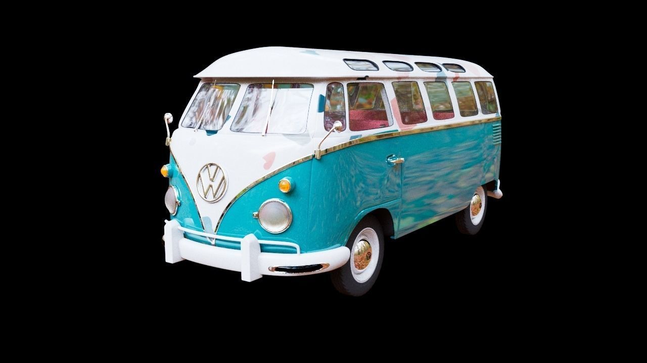 Hippie Volkswagen Van  3D model_4