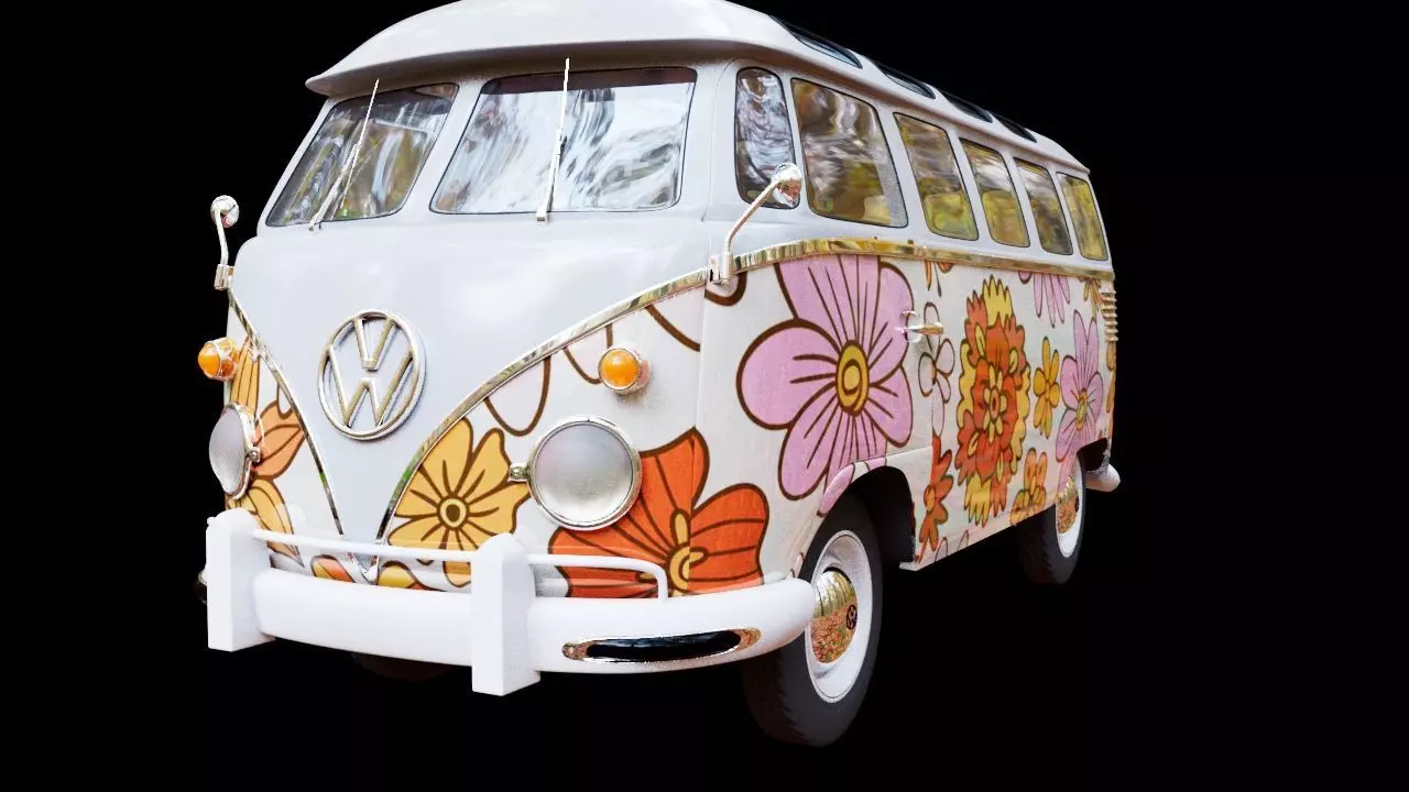 Hippie Volkswagen Van  3D model_0