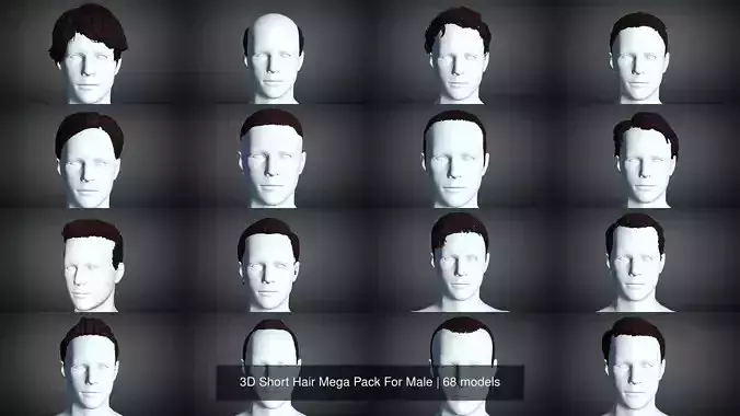 3D Short Hair Mega Pack For Male 3D Model Collection