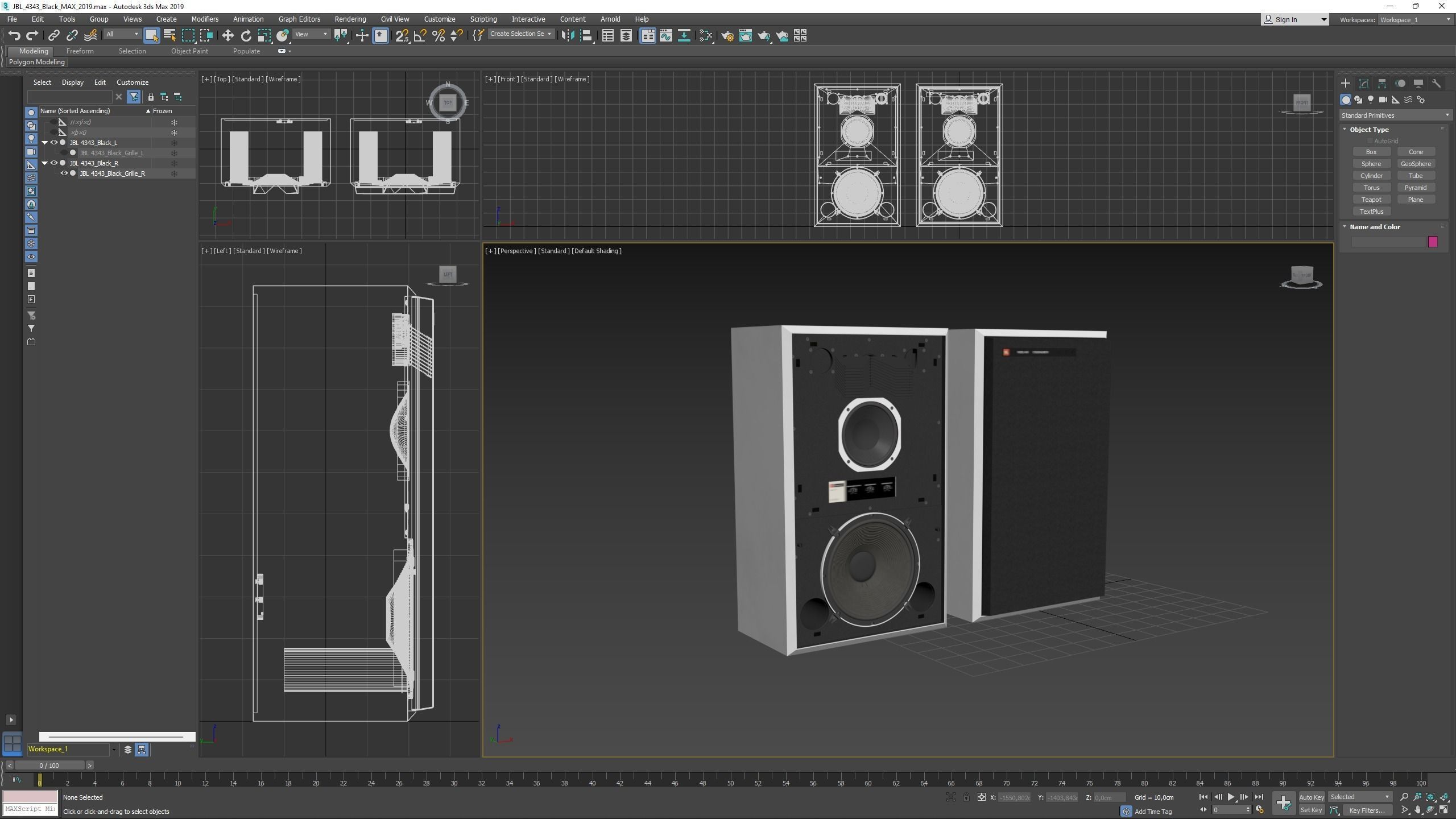JBL 4343 Studio Monitor in Black 3D model_14