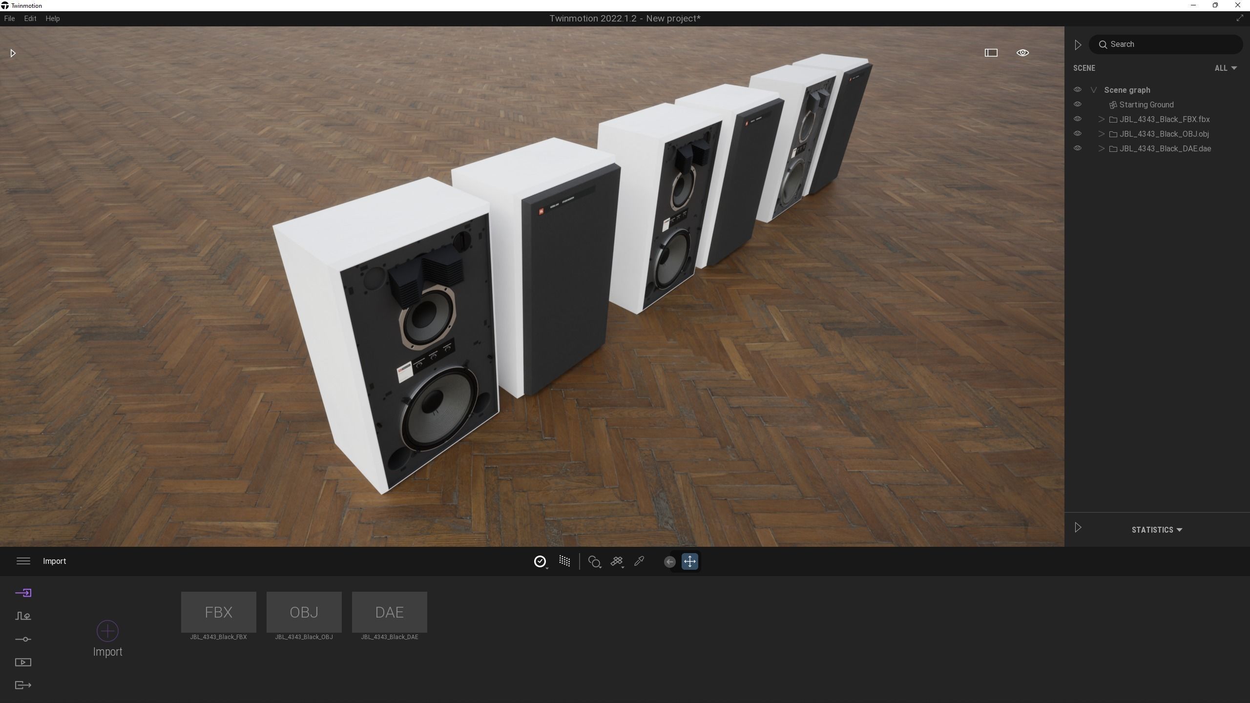 JBL 4343 Studio Monitor in Black 3D model_15