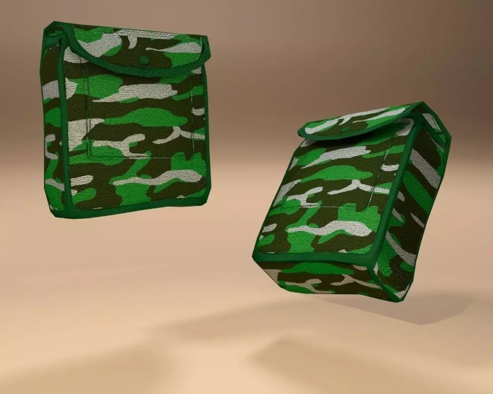 Military Pouch Low-poly 3D model_0