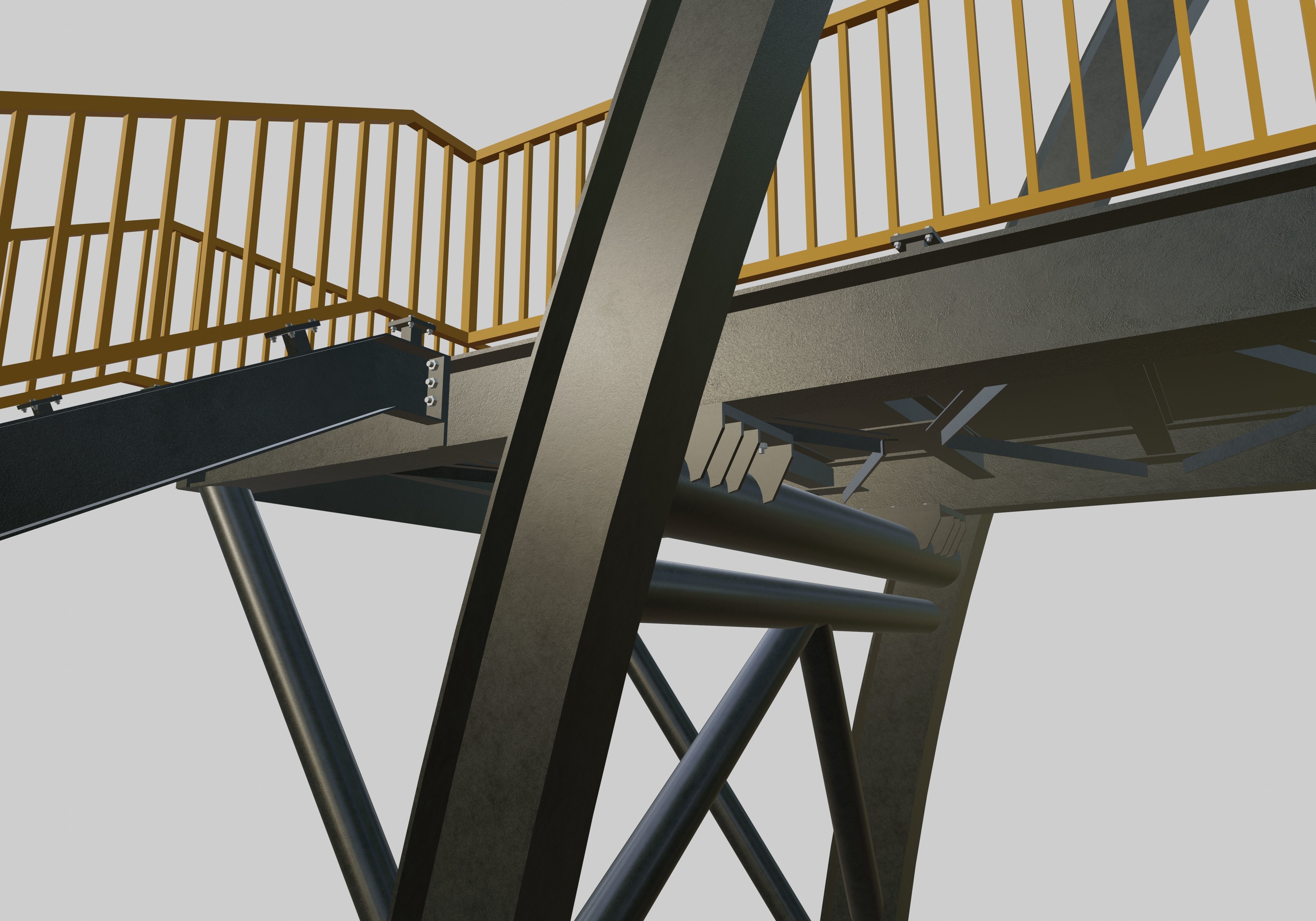 Steel Pedestrian Bridge-Arch Column Type-29 3D model_12
