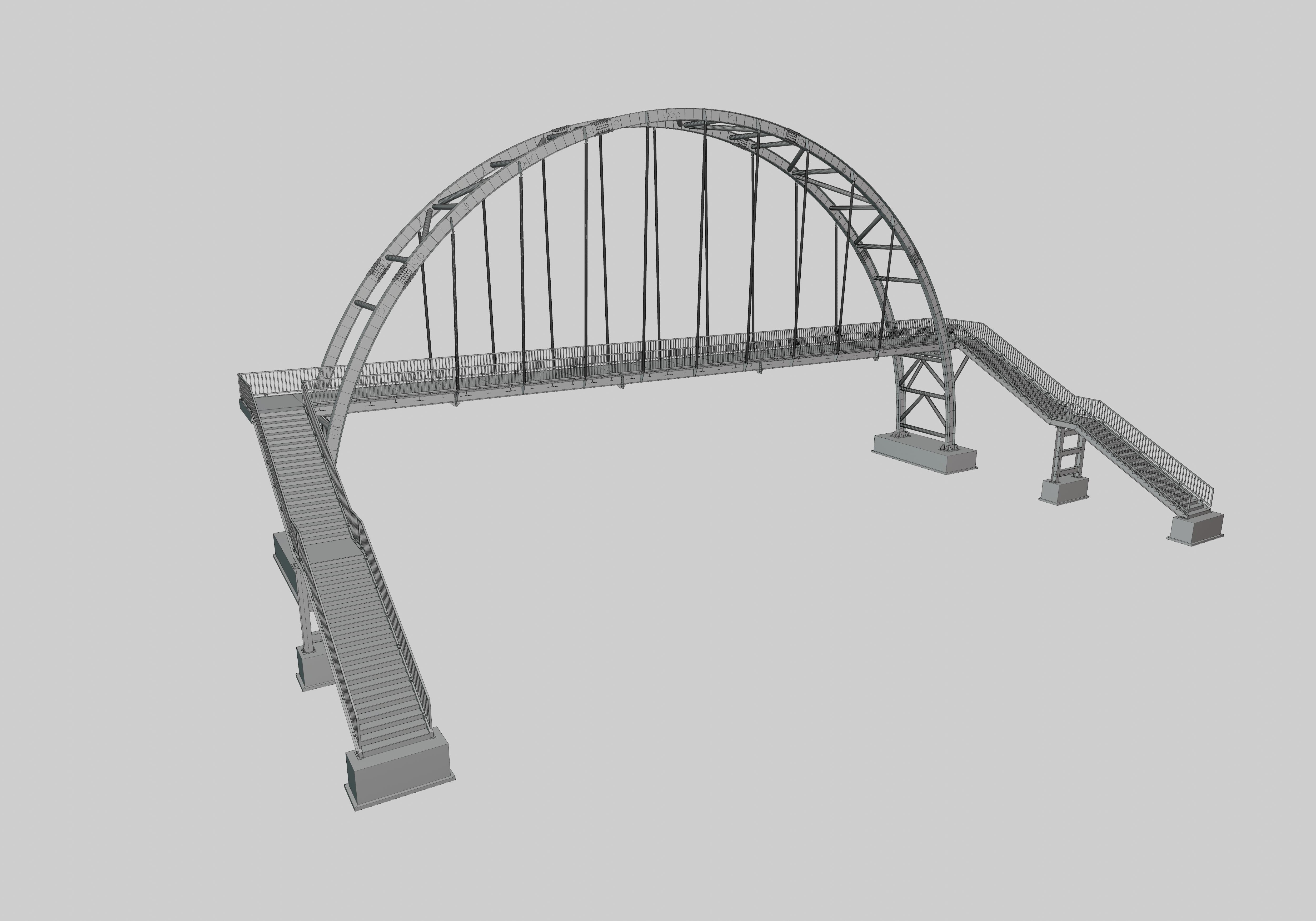 Steel Pedestrian Bridge-Arch Column Type-29 3D model_30