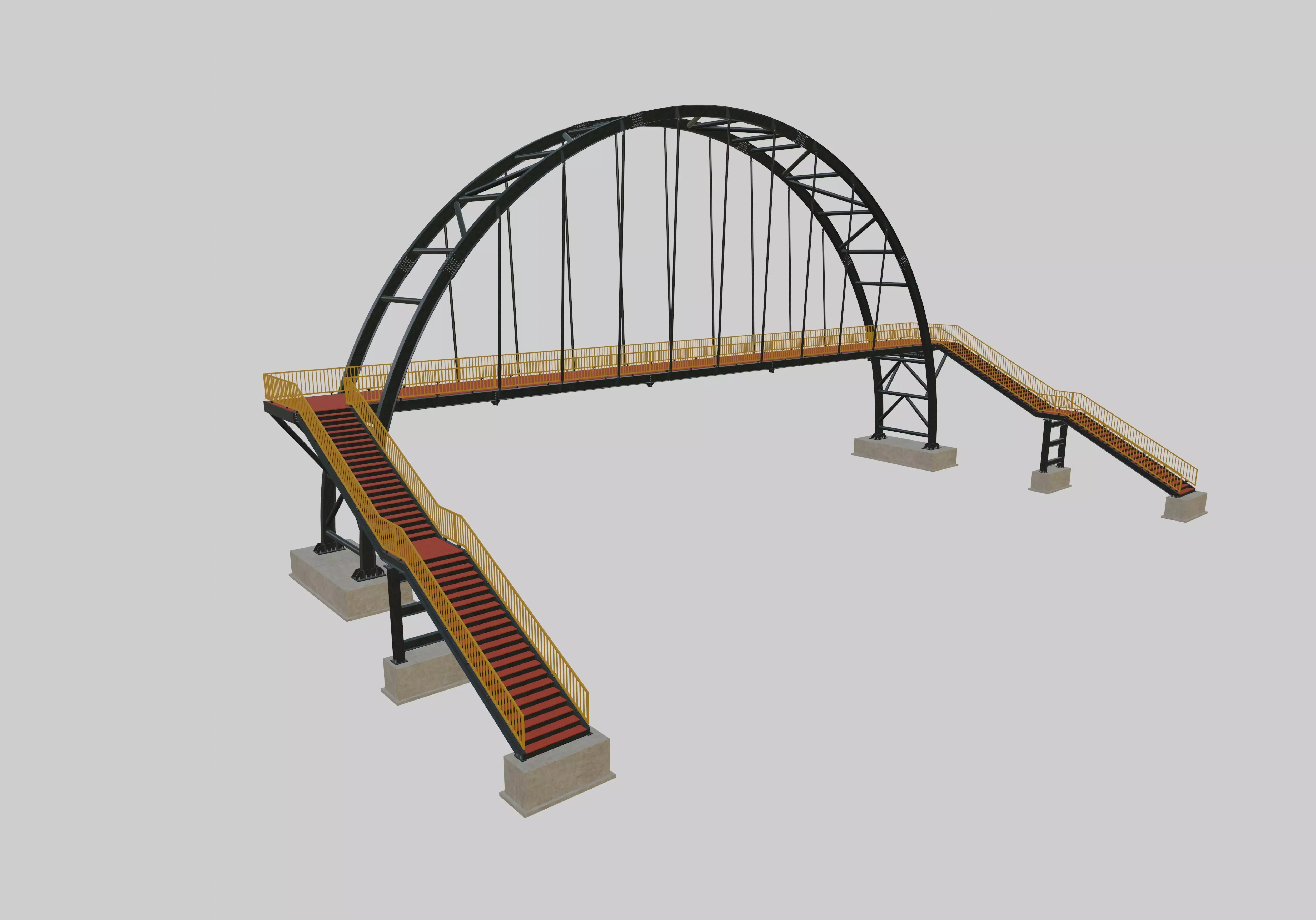 Steel Pedestrian Bridge-Arch Column Type-29 3D model_0