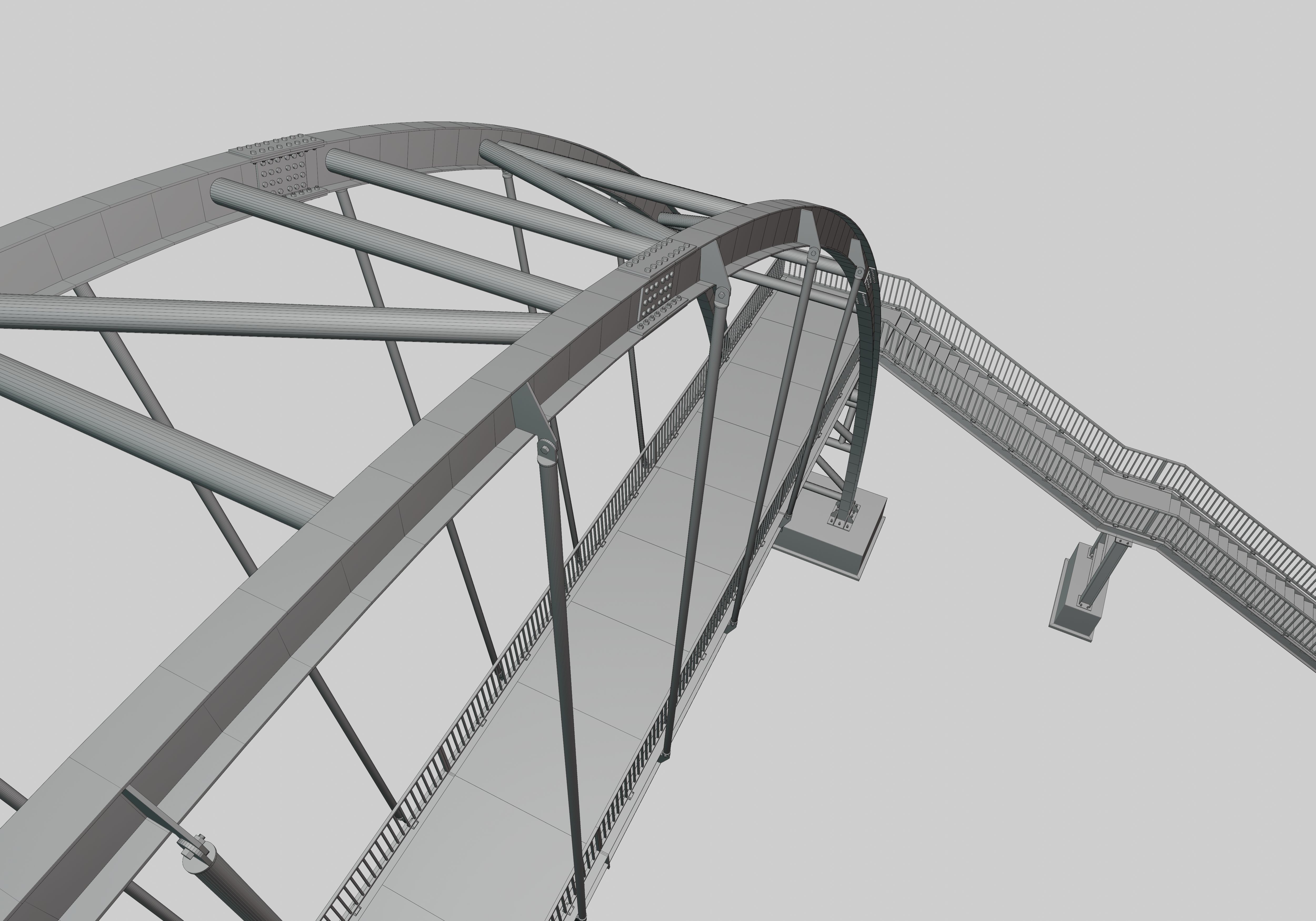 Steel Pedestrian Bridge-Arch Column Type-29 3D model_34