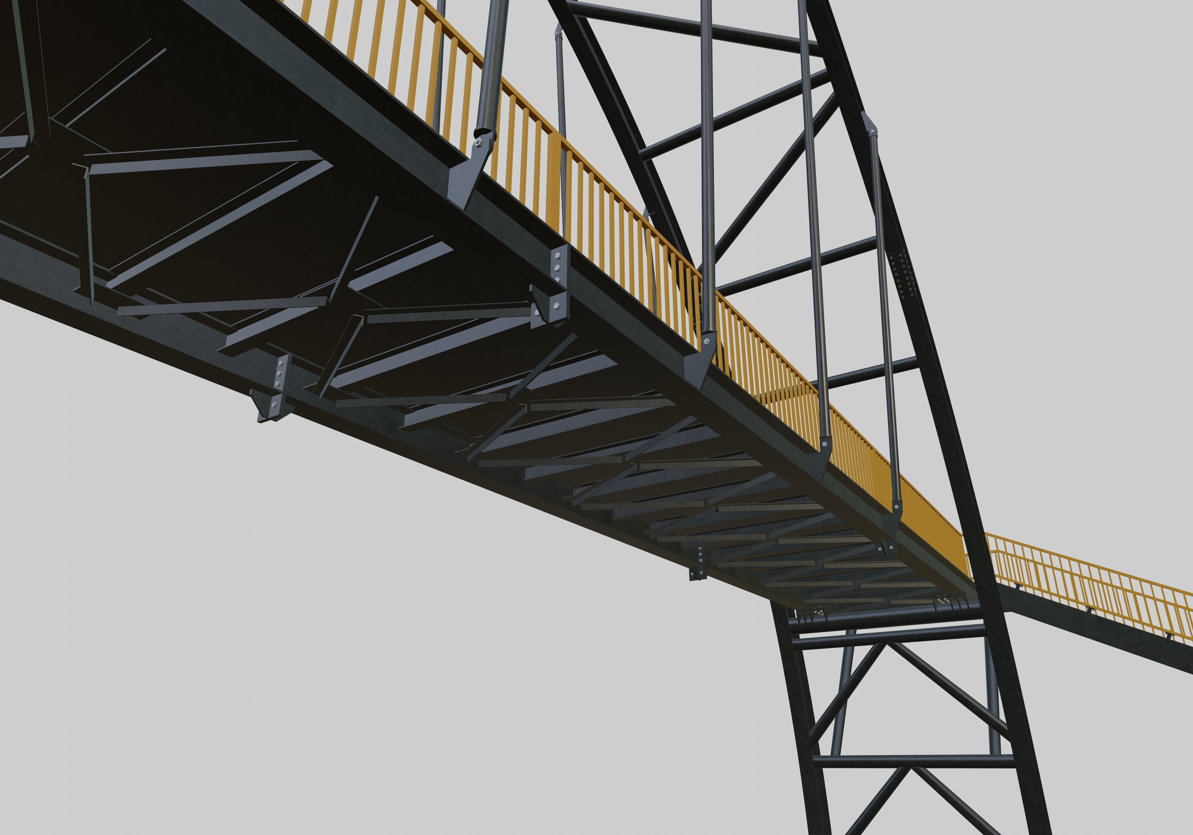 Steel Pedestrian Bridge-Arch Column Type-29 3D model_4