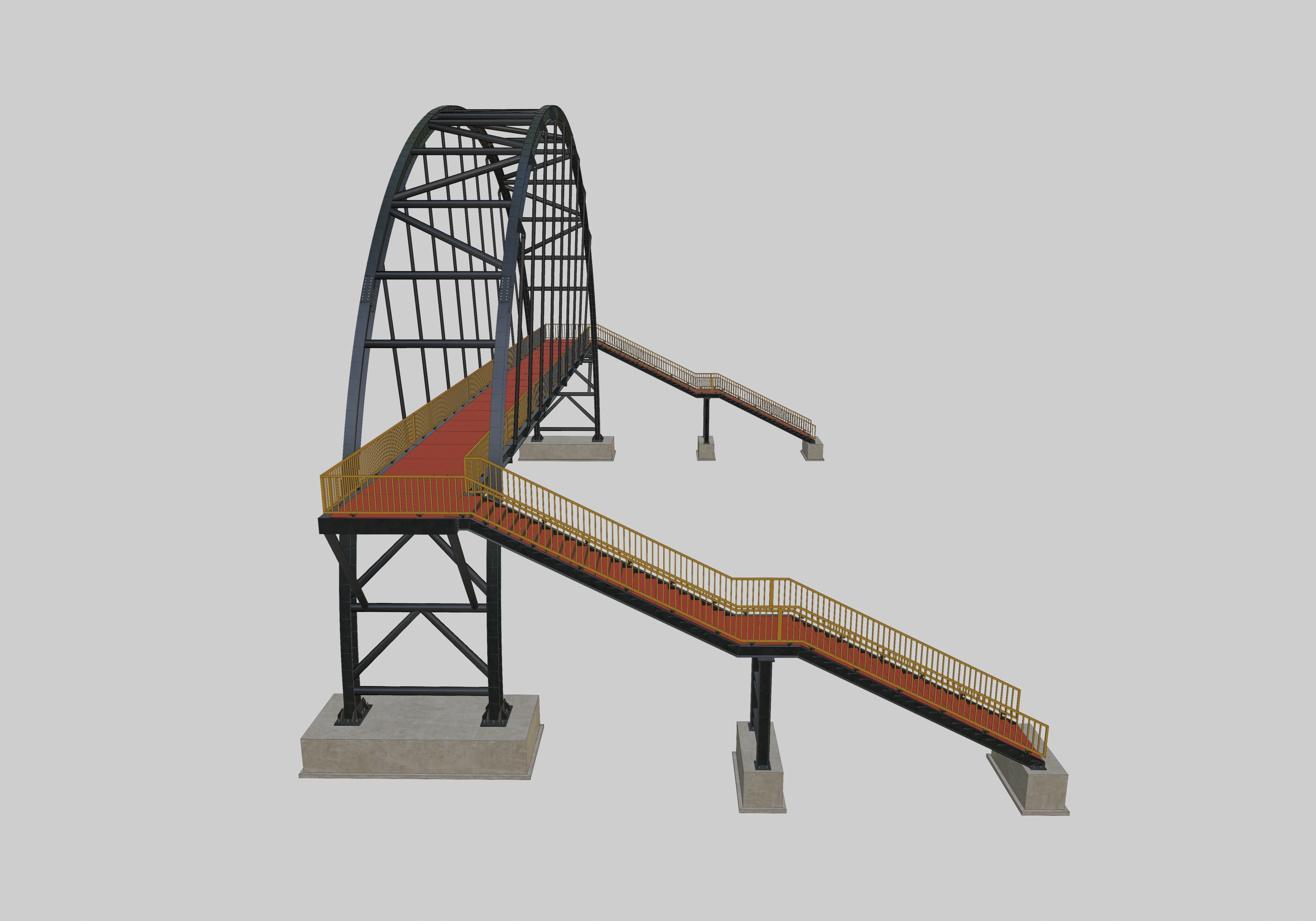 Steel Pedestrian Bridge-Arch Column Type-29 3D model_17