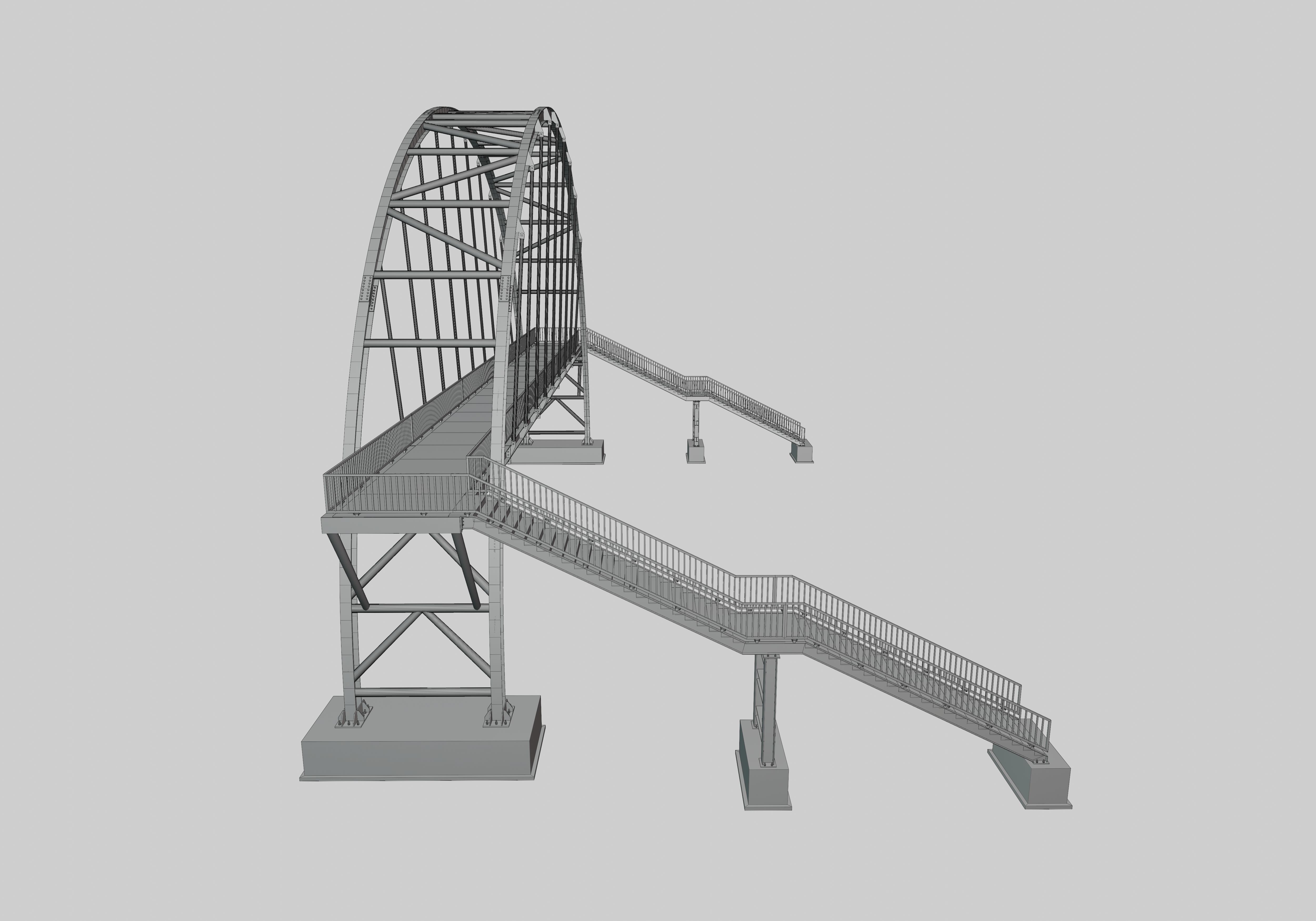 Steel Pedestrian Bridge-Arch Column Type-29 3D model_32