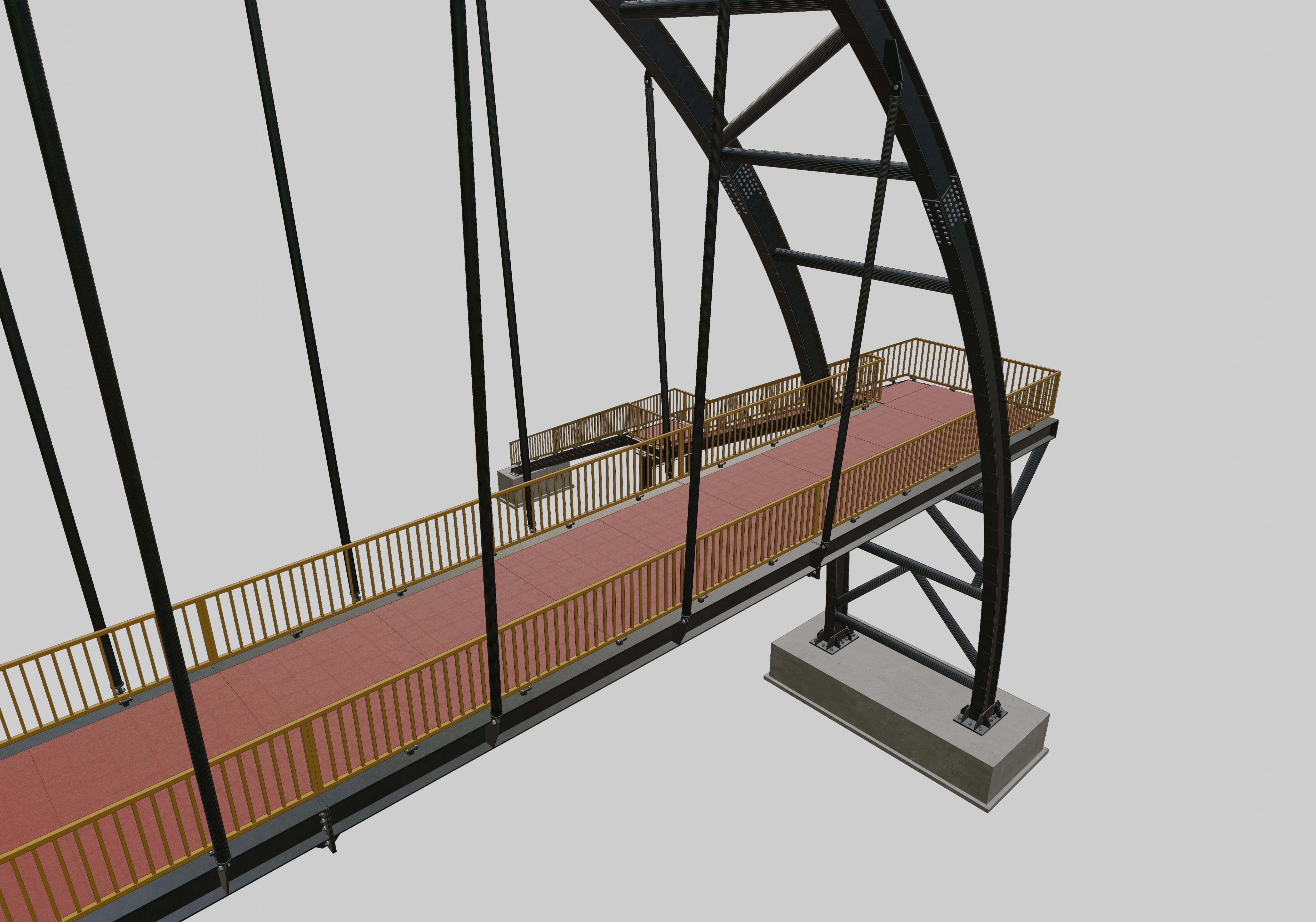 Steel Pedestrian Bridge-Arch Column Type-29 3D model_18