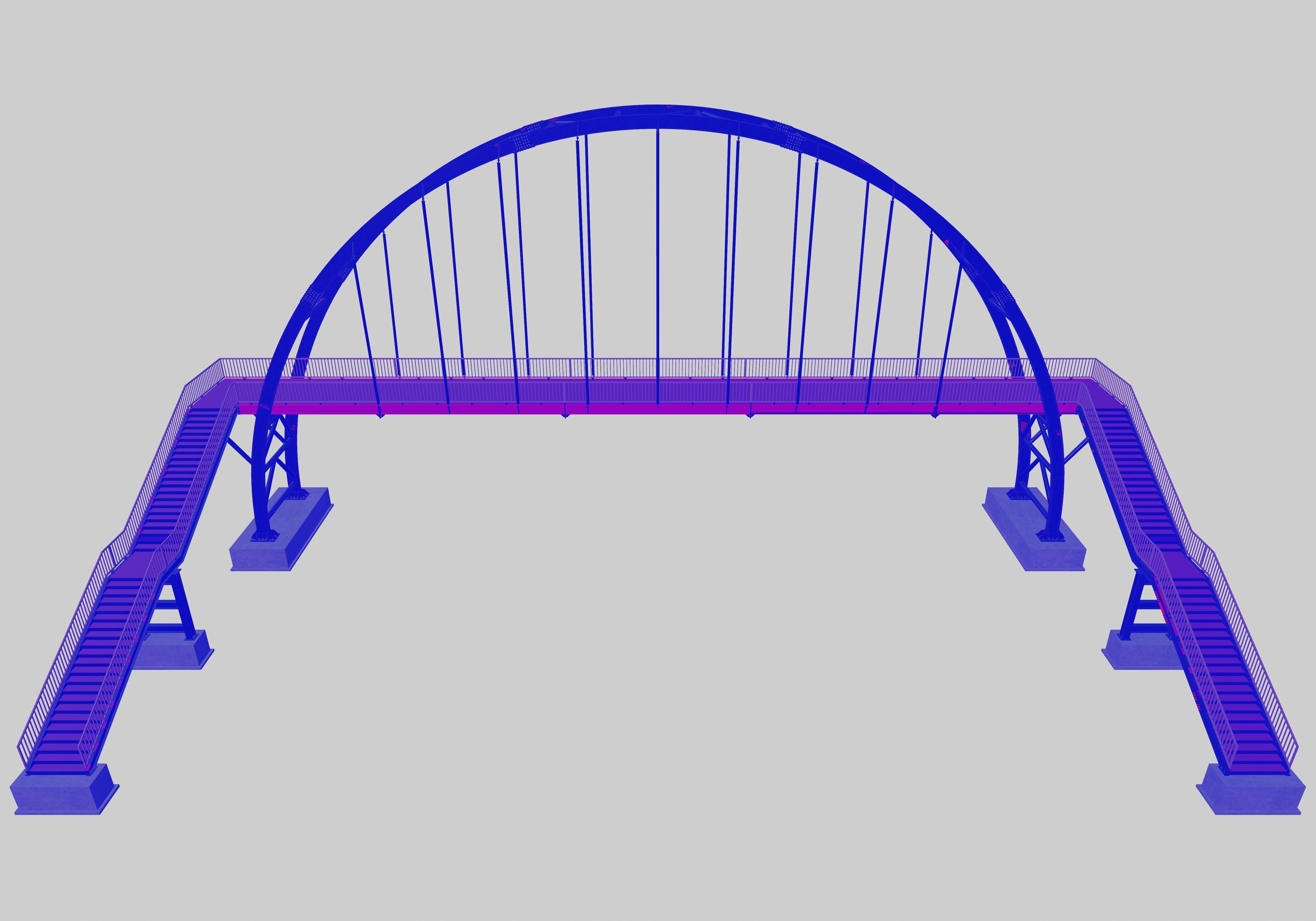 Steel Pedestrian Bridge-Arch Column Type-29 3D model_7