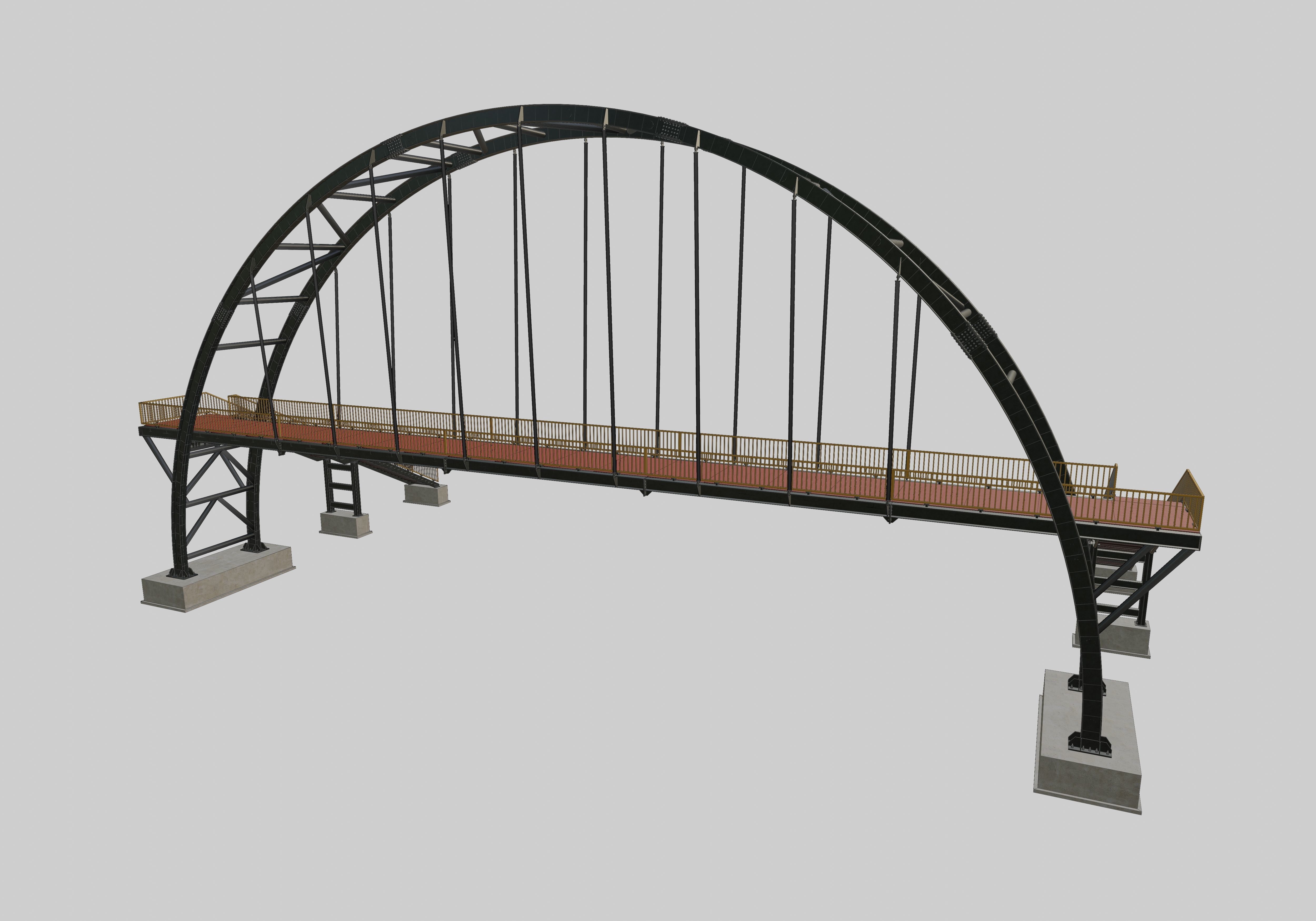 Steel Pedestrian Bridge-Arch Column Type-29 3D model_20