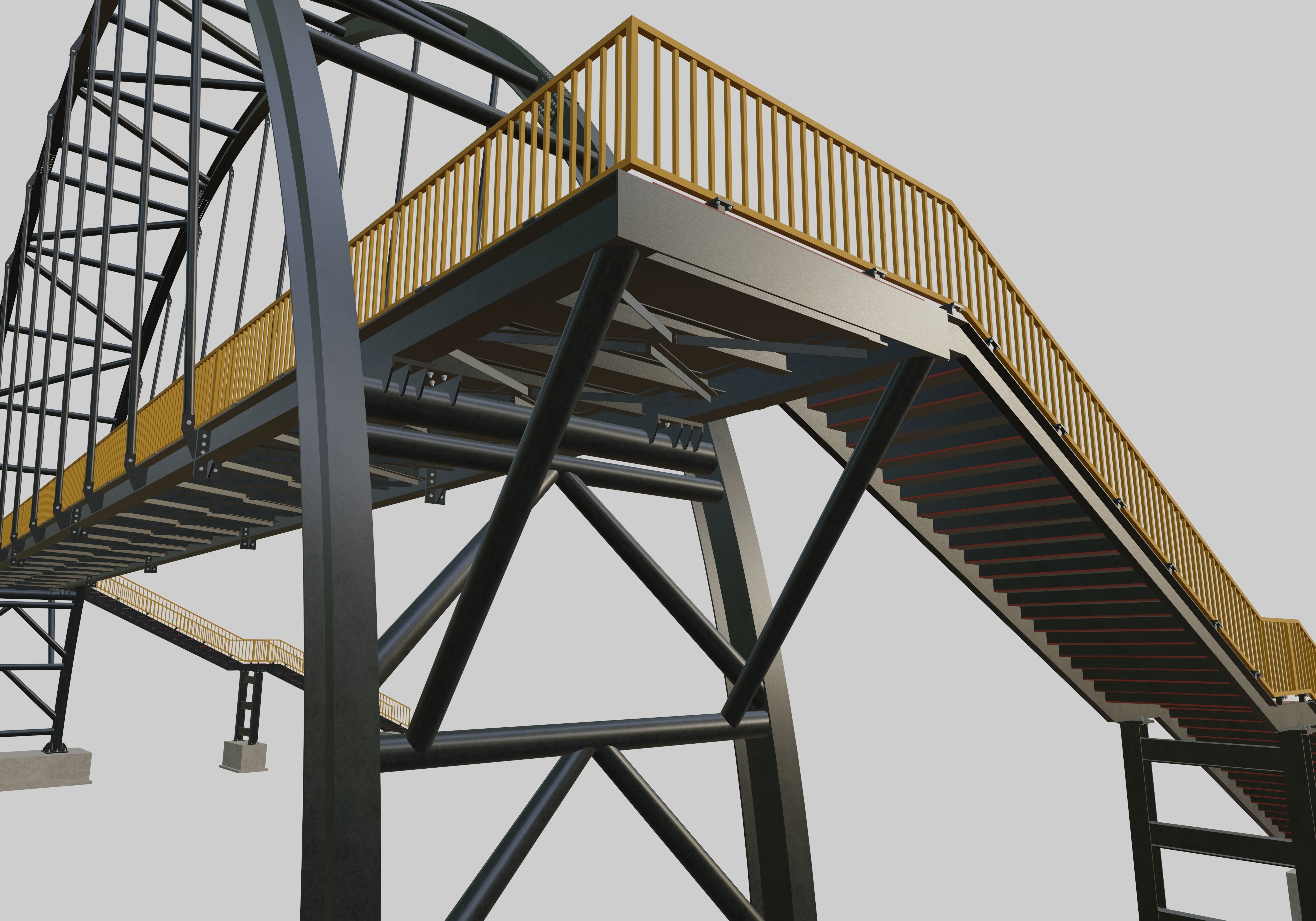 Steel Pedestrian Bridge-Arch Column Type-29 3D model_3