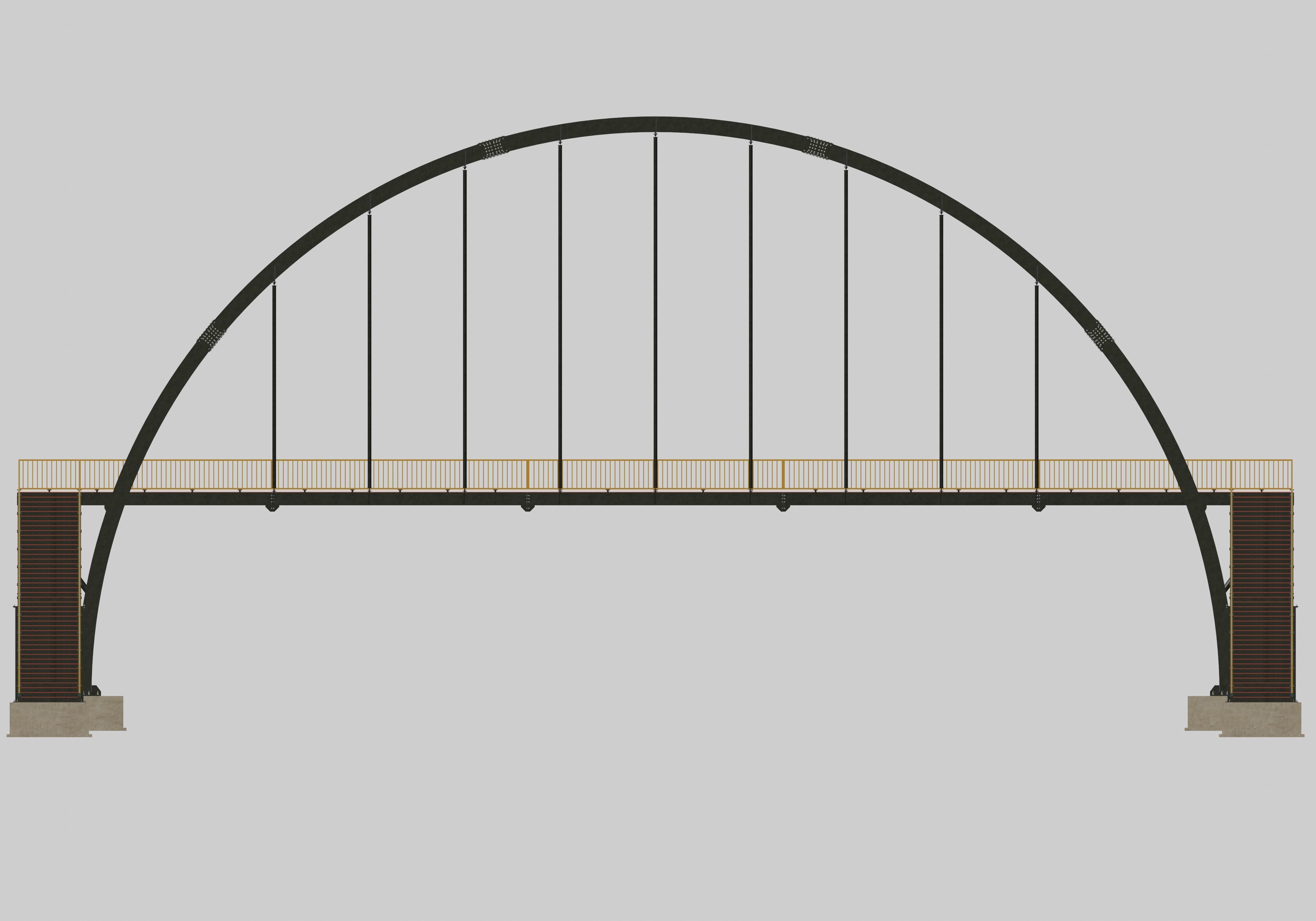 Steel Pedestrian Bridge-Arch Column Type-29 3D model_27