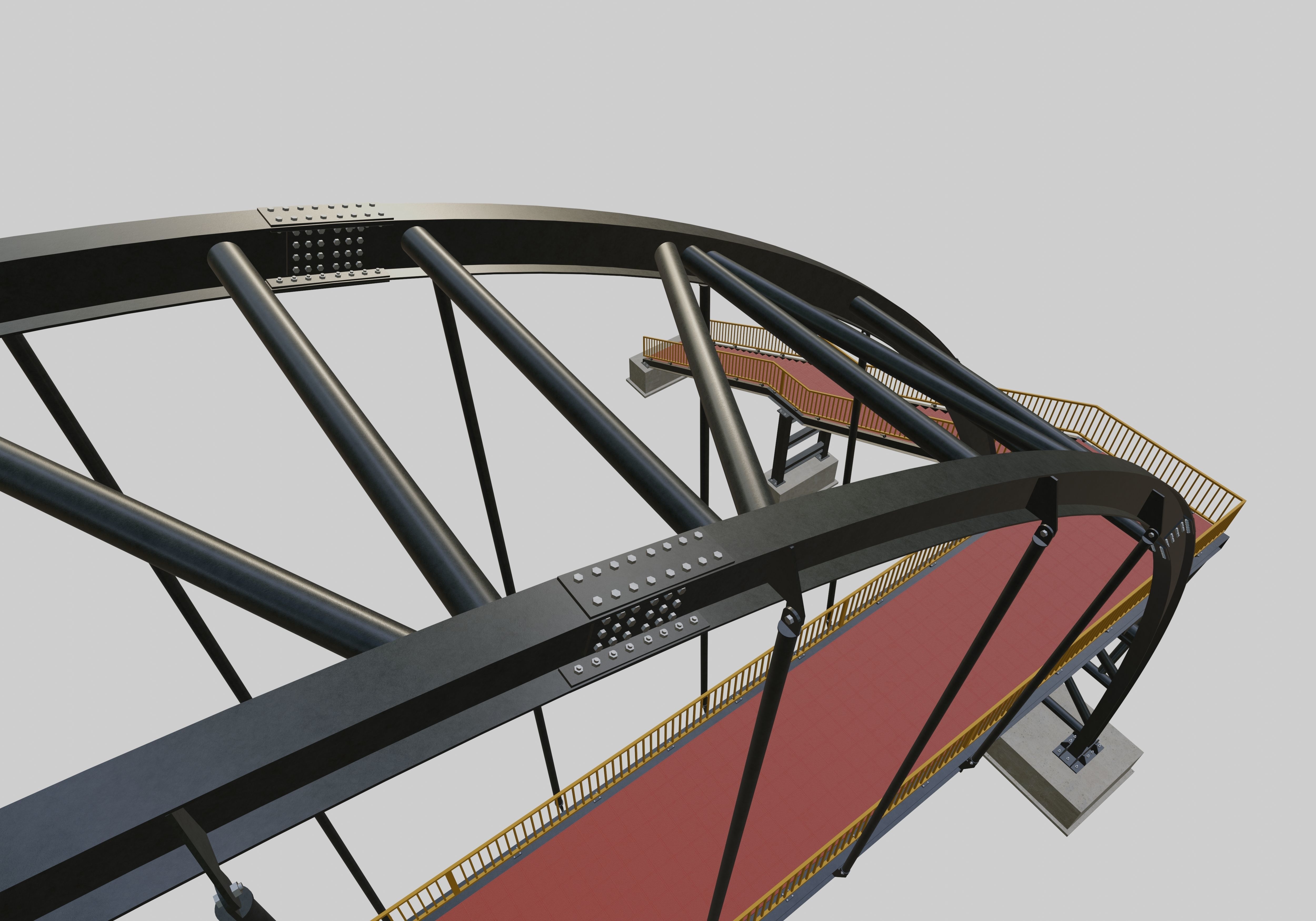 Steel Pedestrian Bridge-Arch Column Type-29 3D model_28
