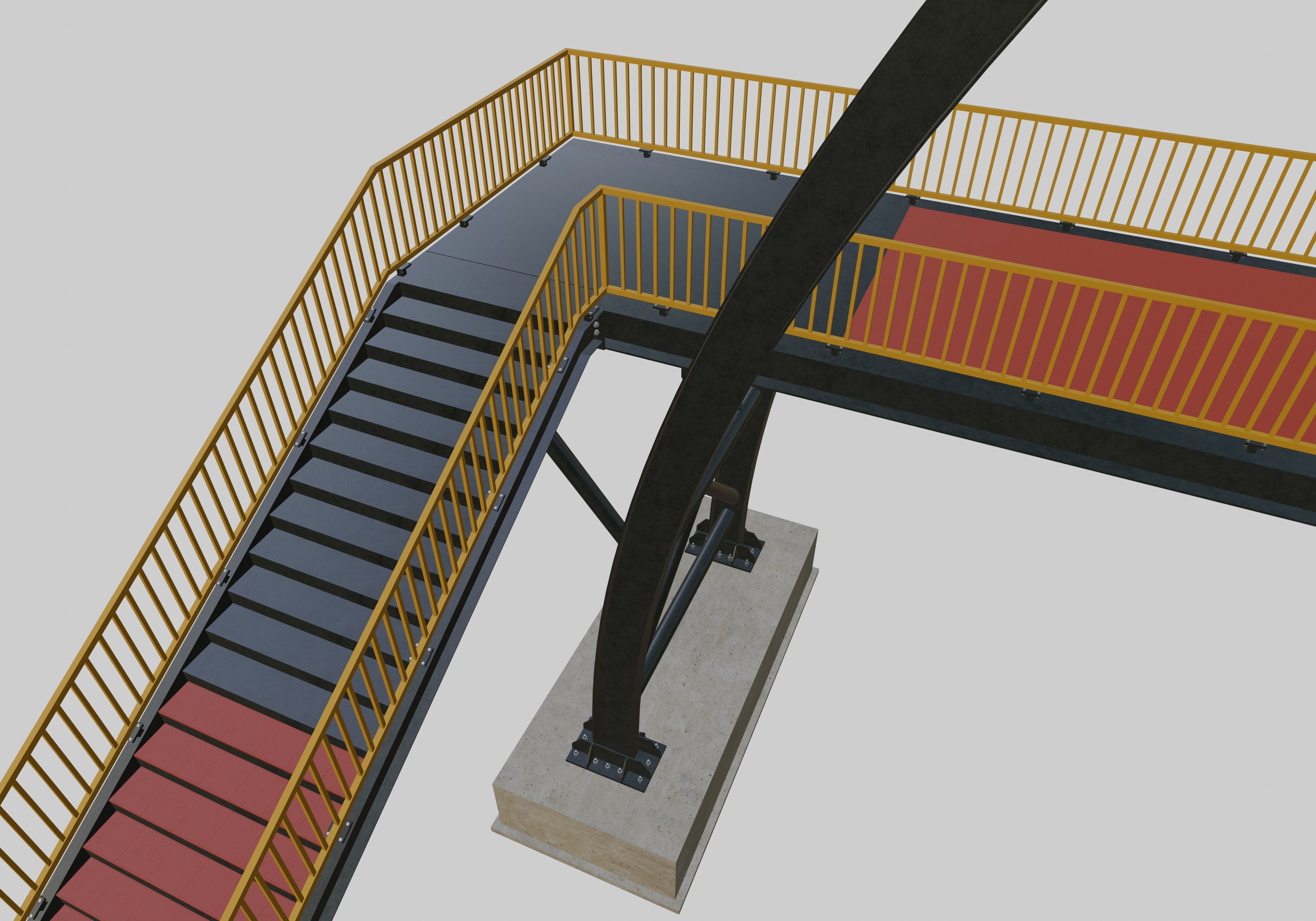 Steel Pedestrian Bridge-Arch Column Type-29 3D model_16