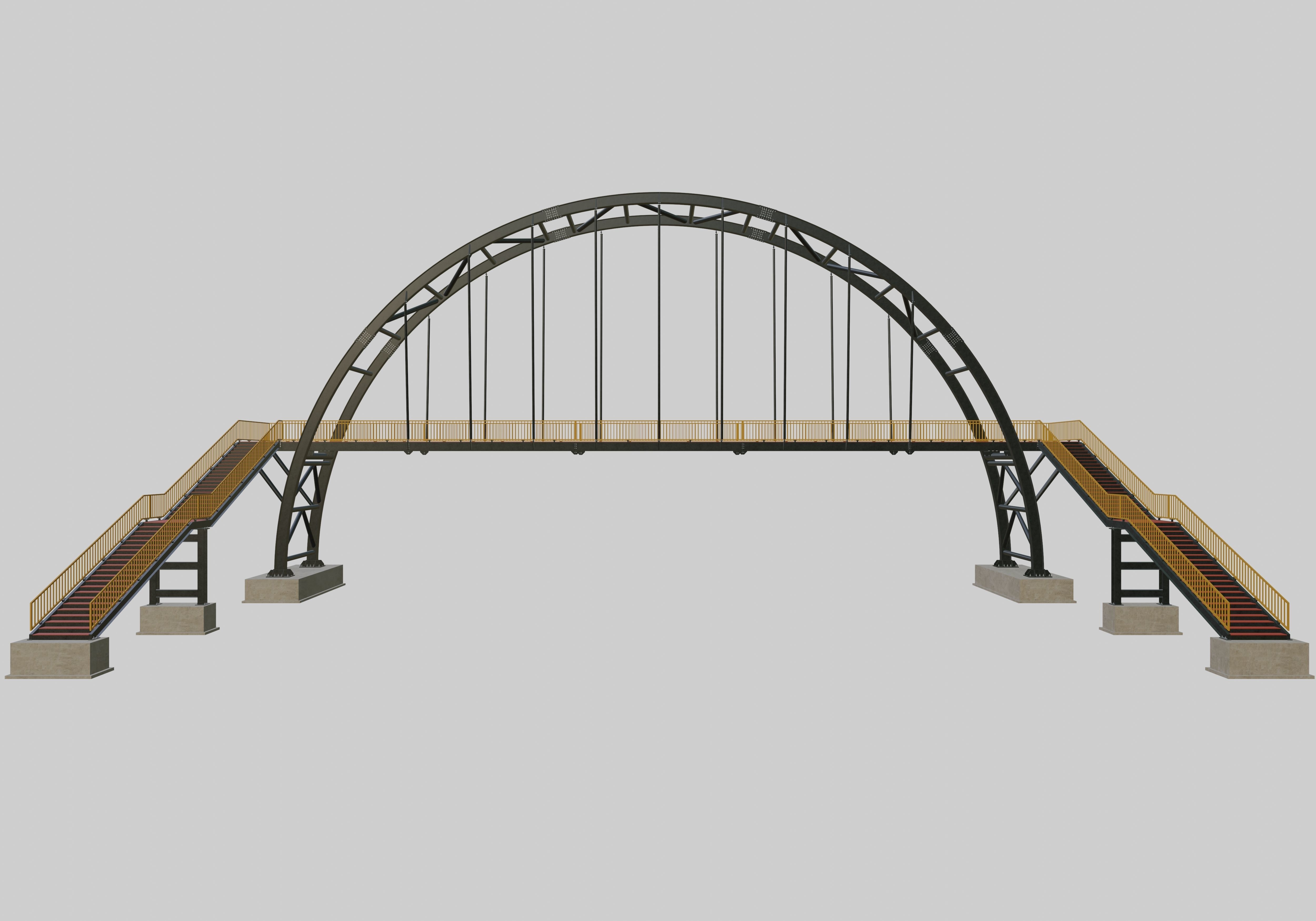Steel Pedestrian Bridge-Arch Column Type-29 3D model_26